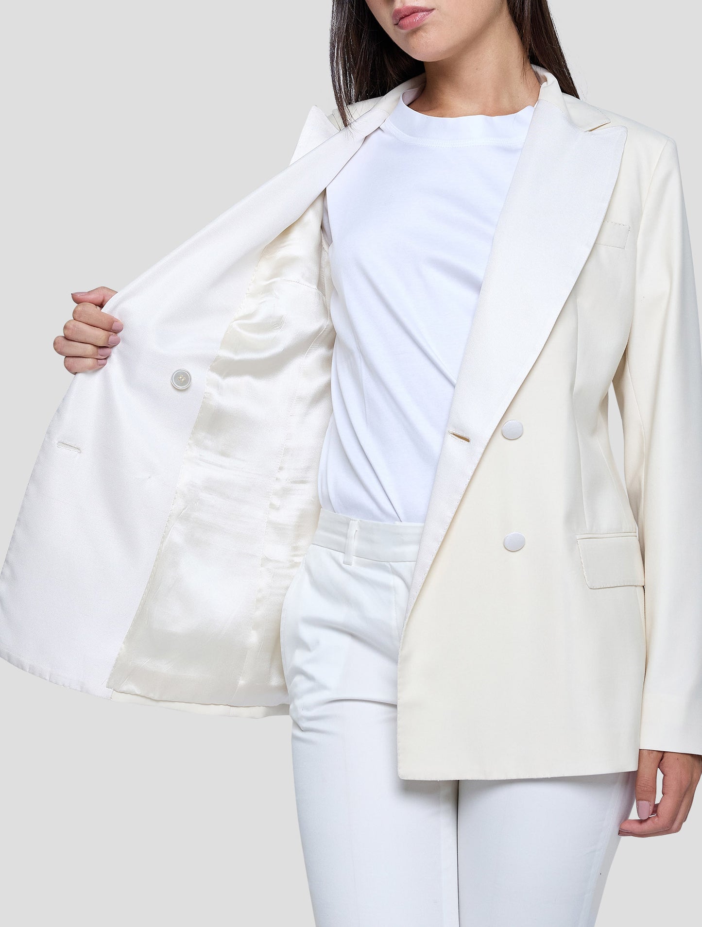 Kiton White Wool 14 Micron Blazer Women