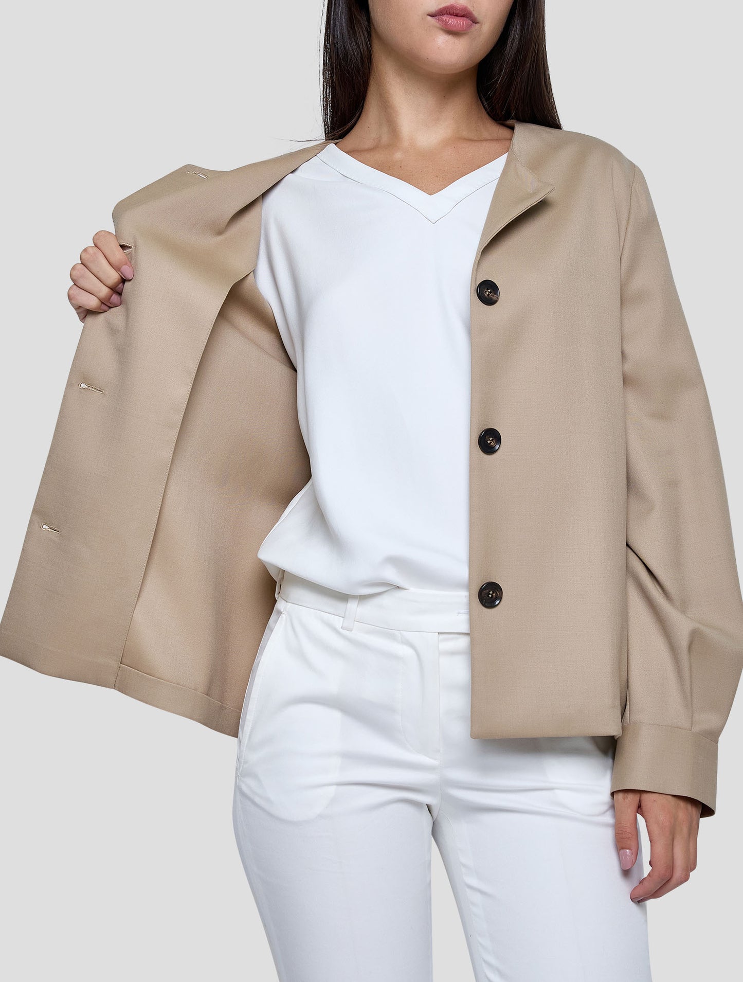 Kiton Beige Virgin Wool Ea Blazer Women