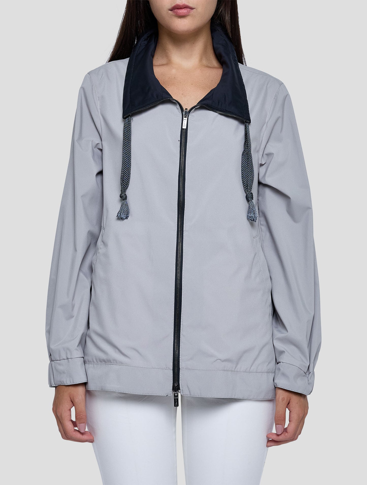 Kiton Gray Silk Reverse Coat Women