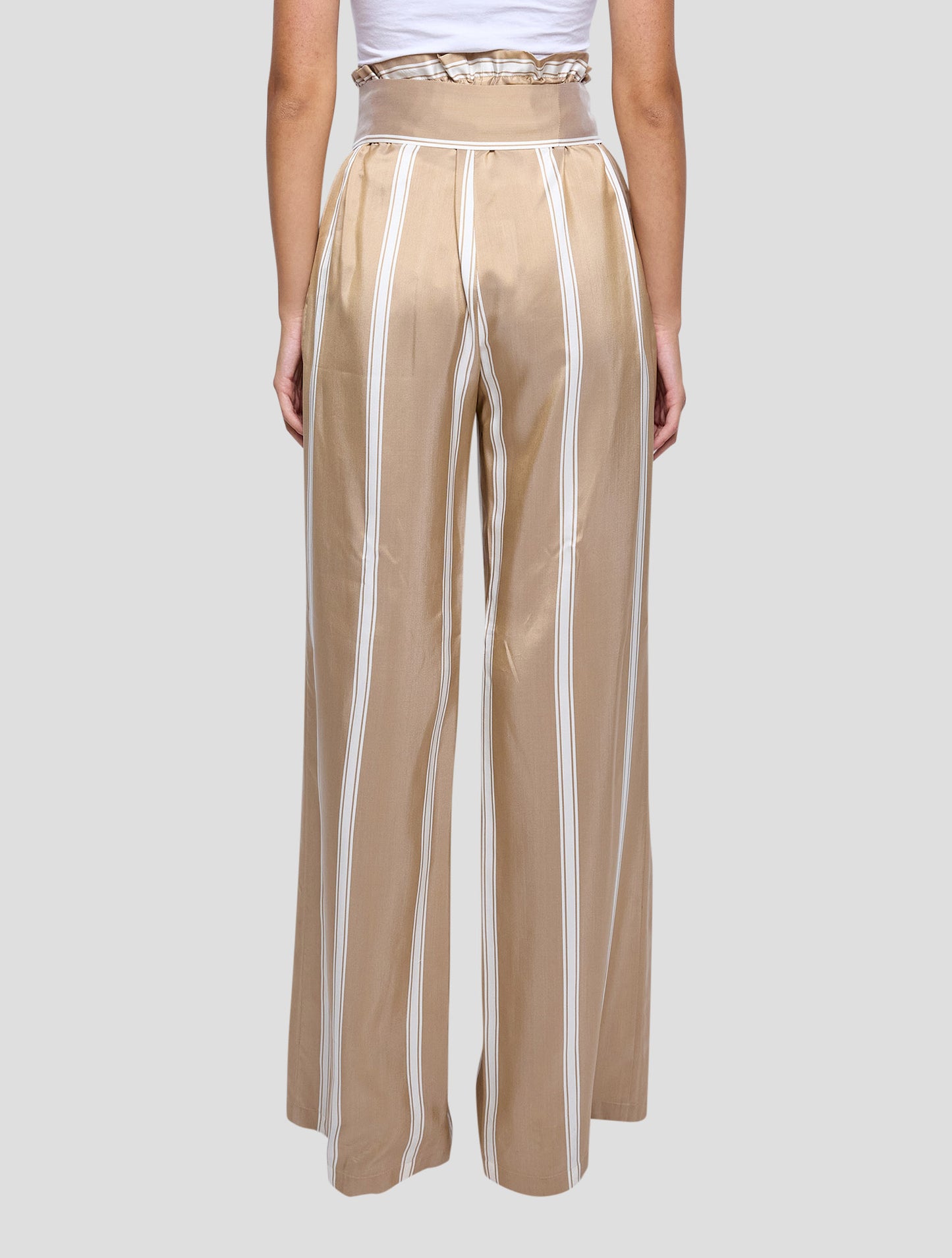Kiton Brown White Silk Pants Women