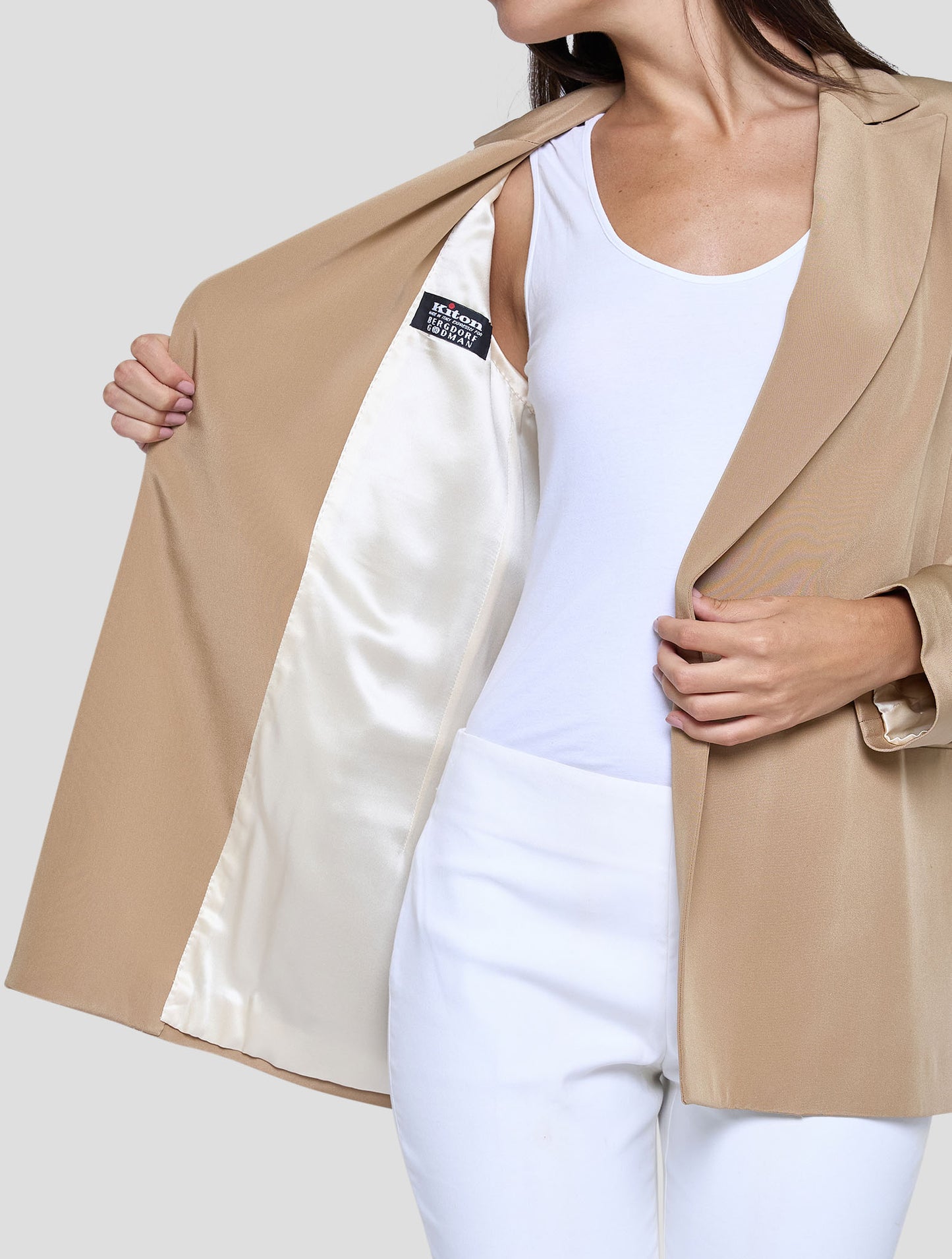 Kiton Brown Silk Blazer Women