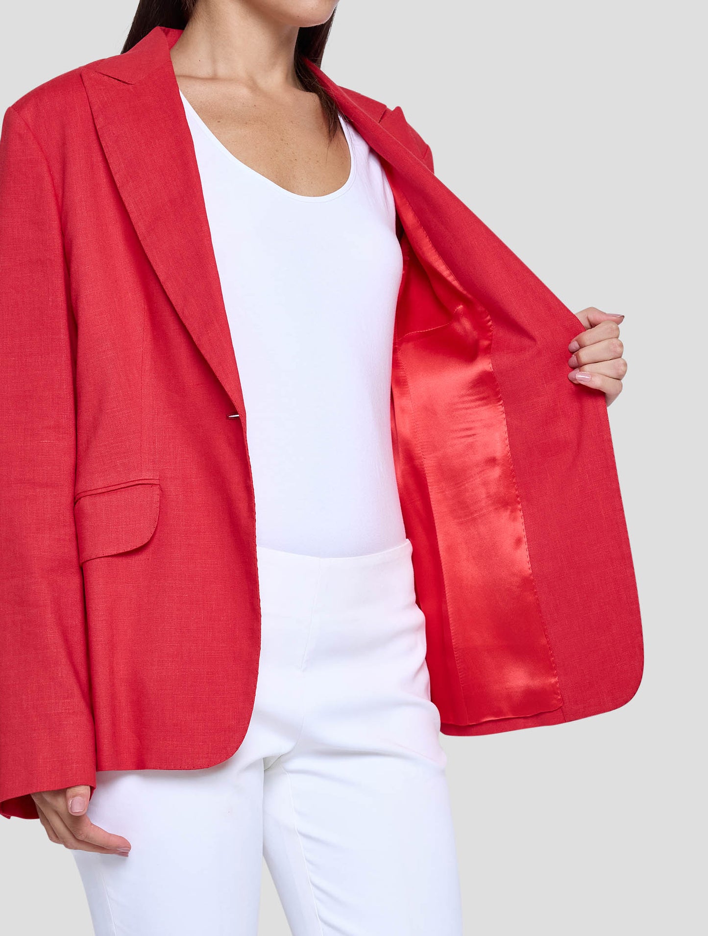 Kiton Red Linen Viscose Ea Blazer Women