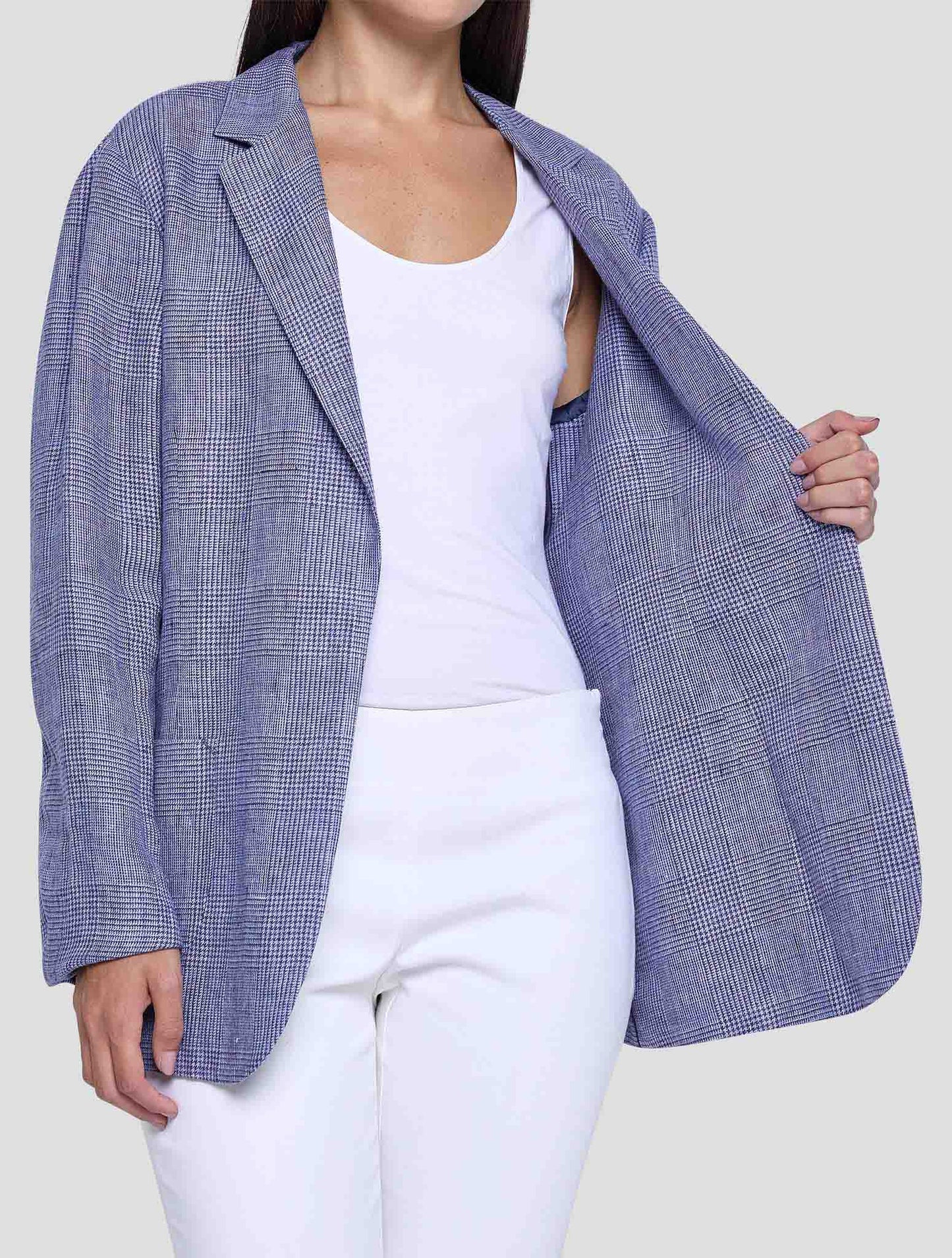 Kiton Blue Linen Blazer Women