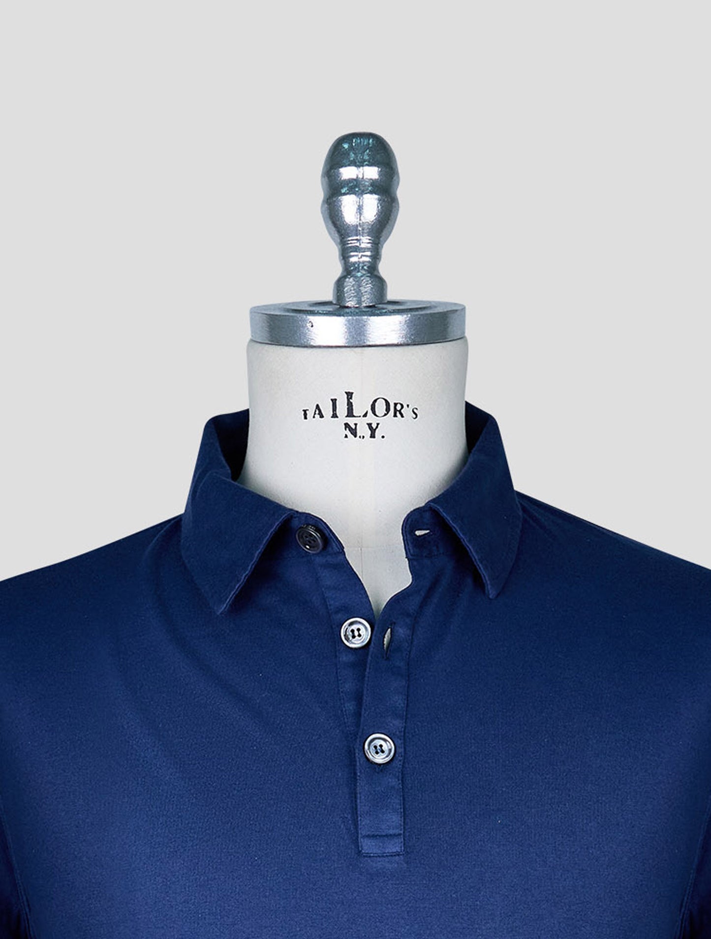 Kiton Blue Cotton Cashmere Polo