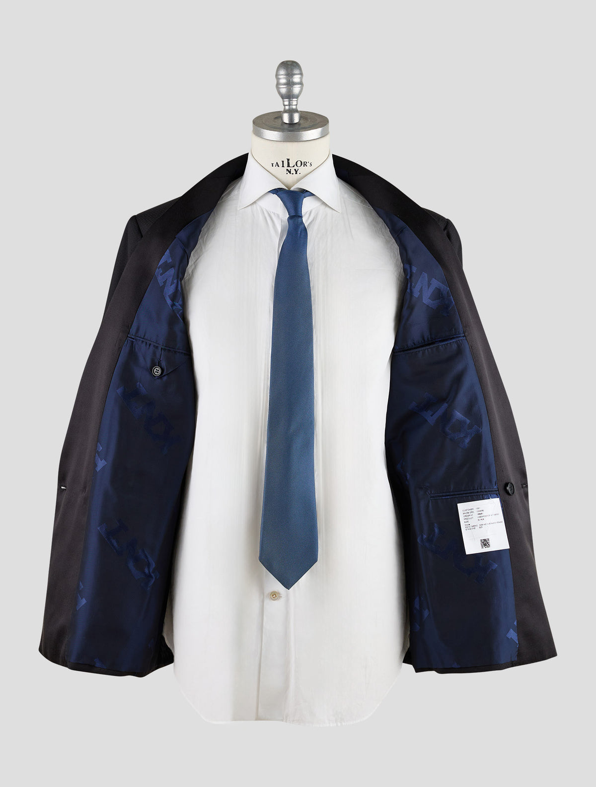 Kiton Knt Black Virgin Wool Silk Smoking Blazer