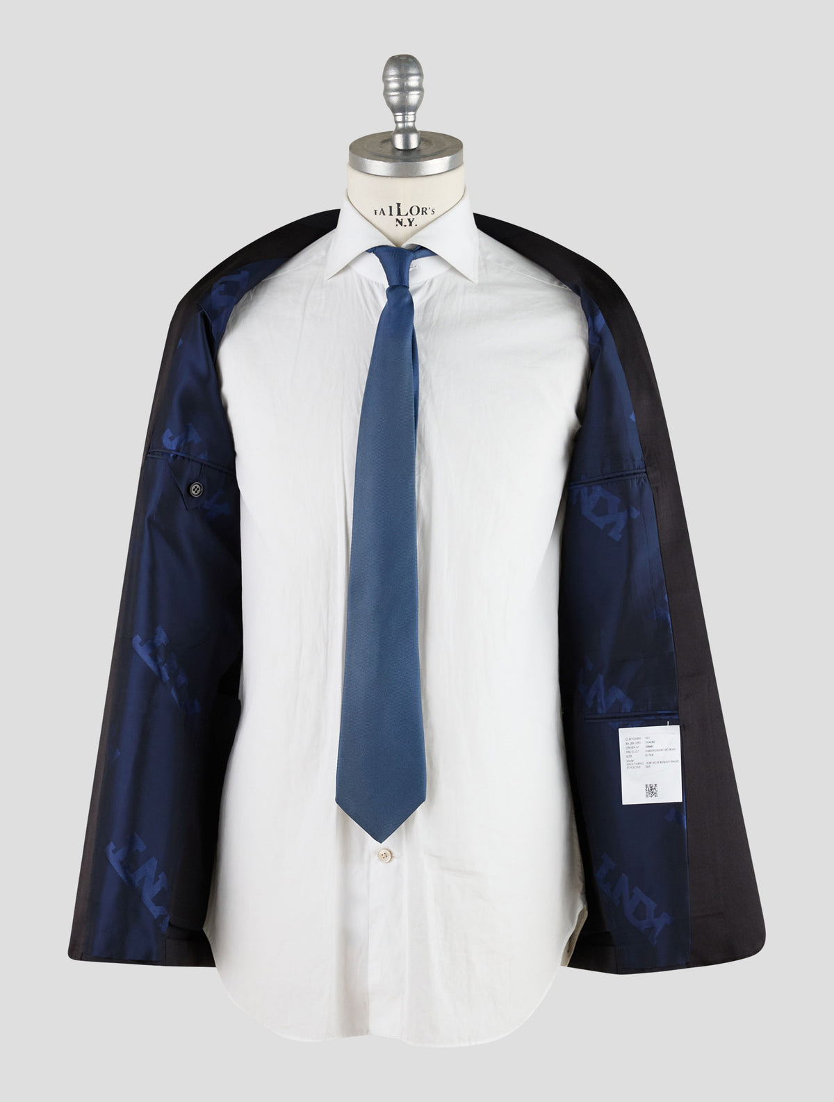 Kiton Knt Black Virgin Wool Silk Smoking Blazer