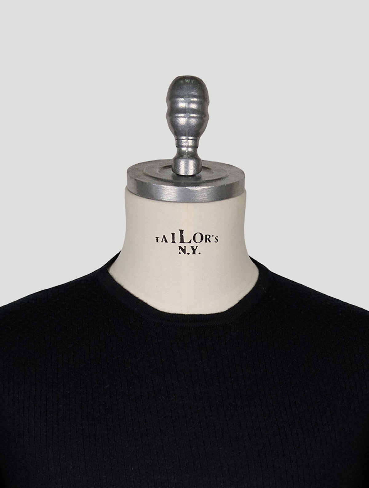 Kiton Knt Black Virgin Wool Silk Sweater Crewneck
