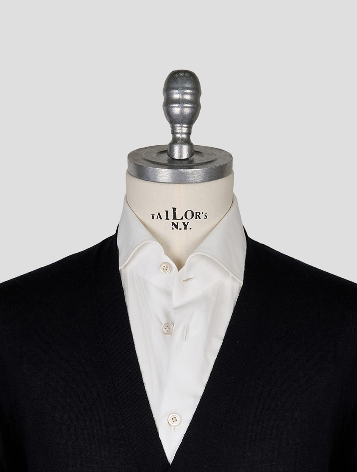 Kiton Knt Black Virgin Wool Silk Cardigan