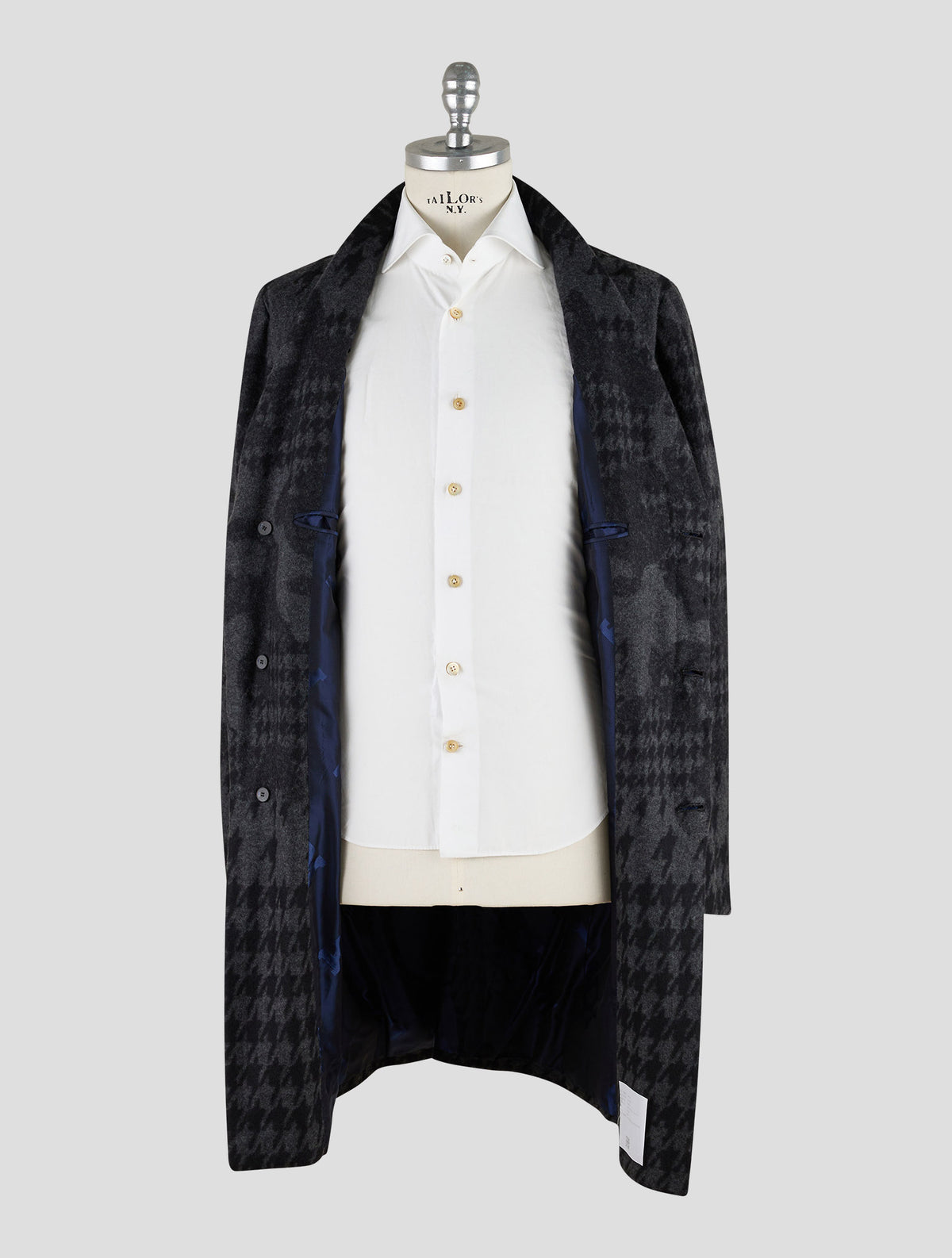 Kiton Knt Gray Black Cashmere Pa Overcoat