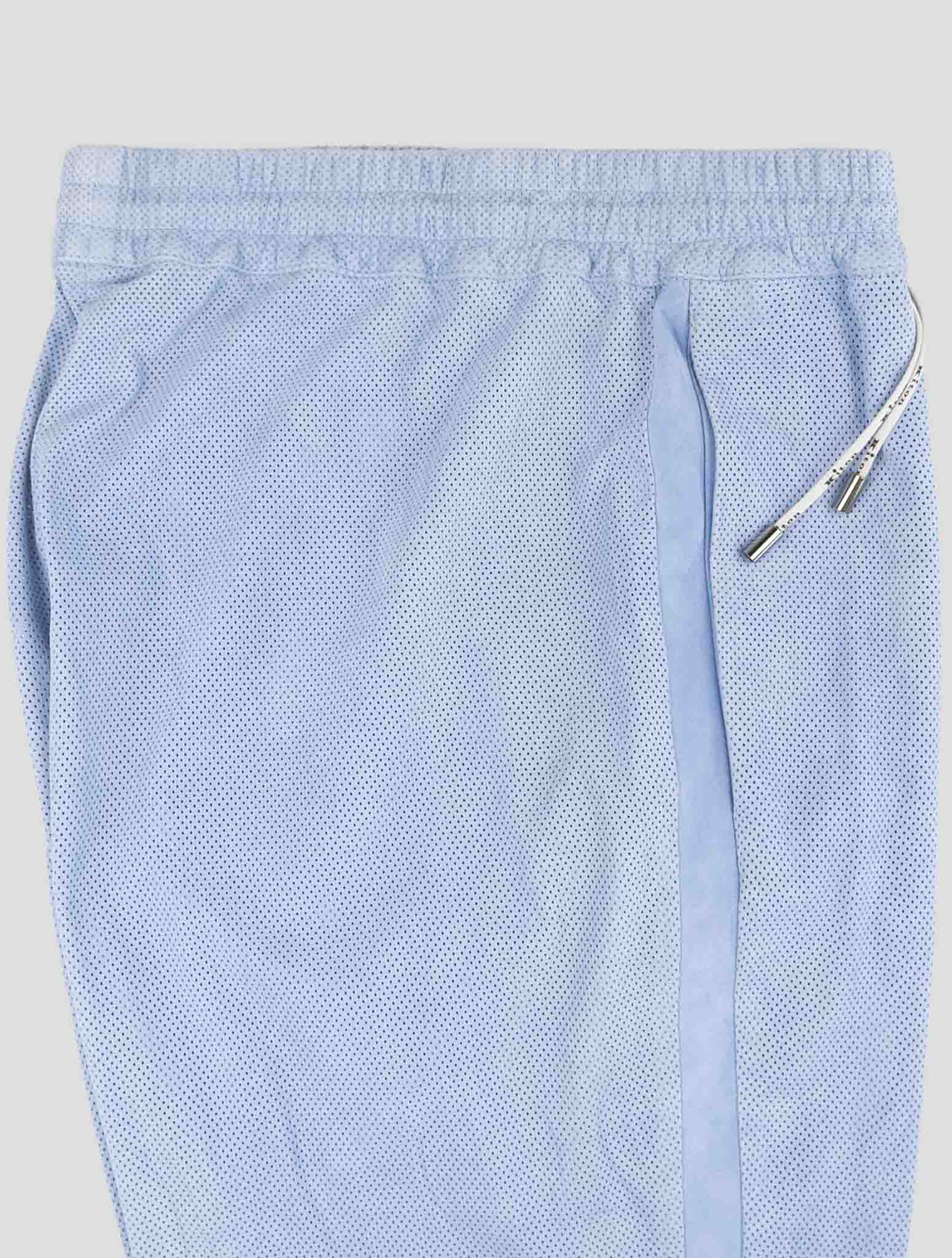 Kiton Light Blue Leather Suede Pant