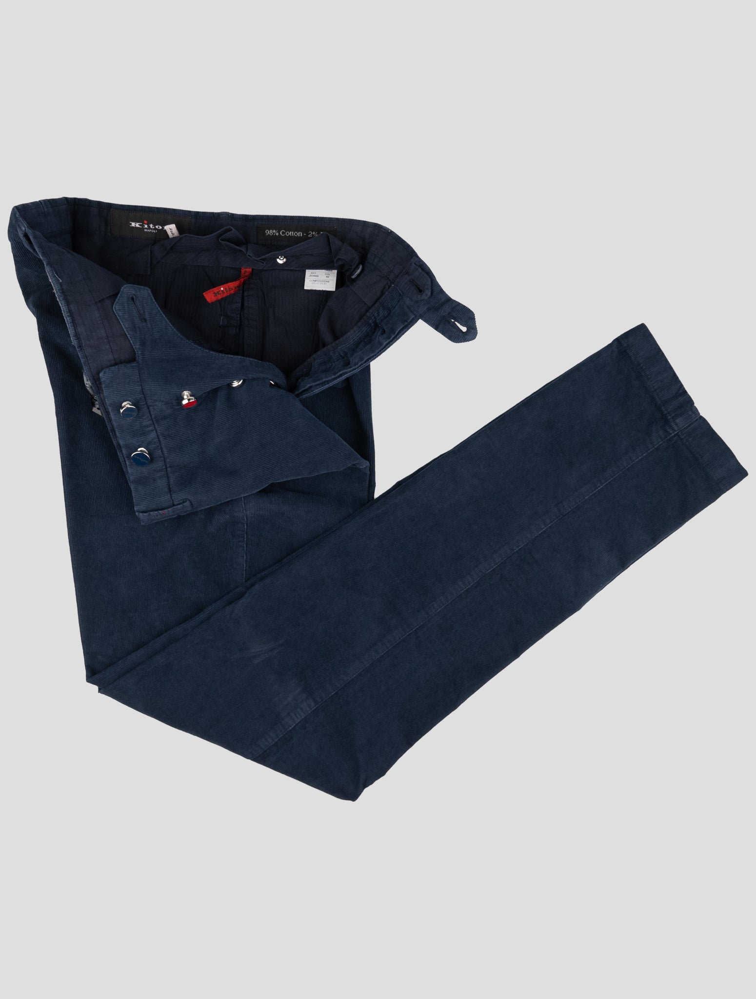 Kiton Blue Cotton Ea Velvet Pants