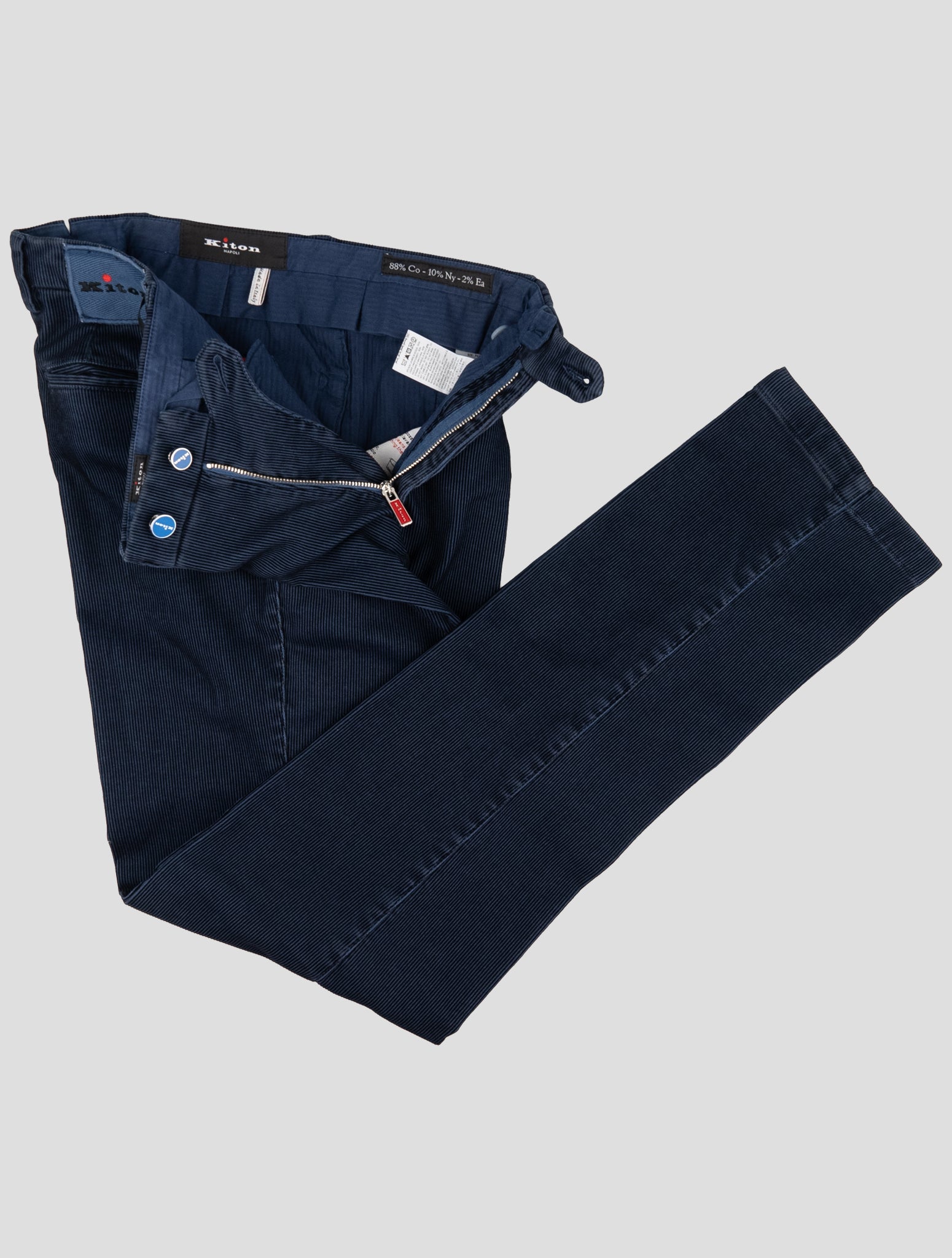 Kiton Blue Cotton Nylon Ea Velvet Pants
