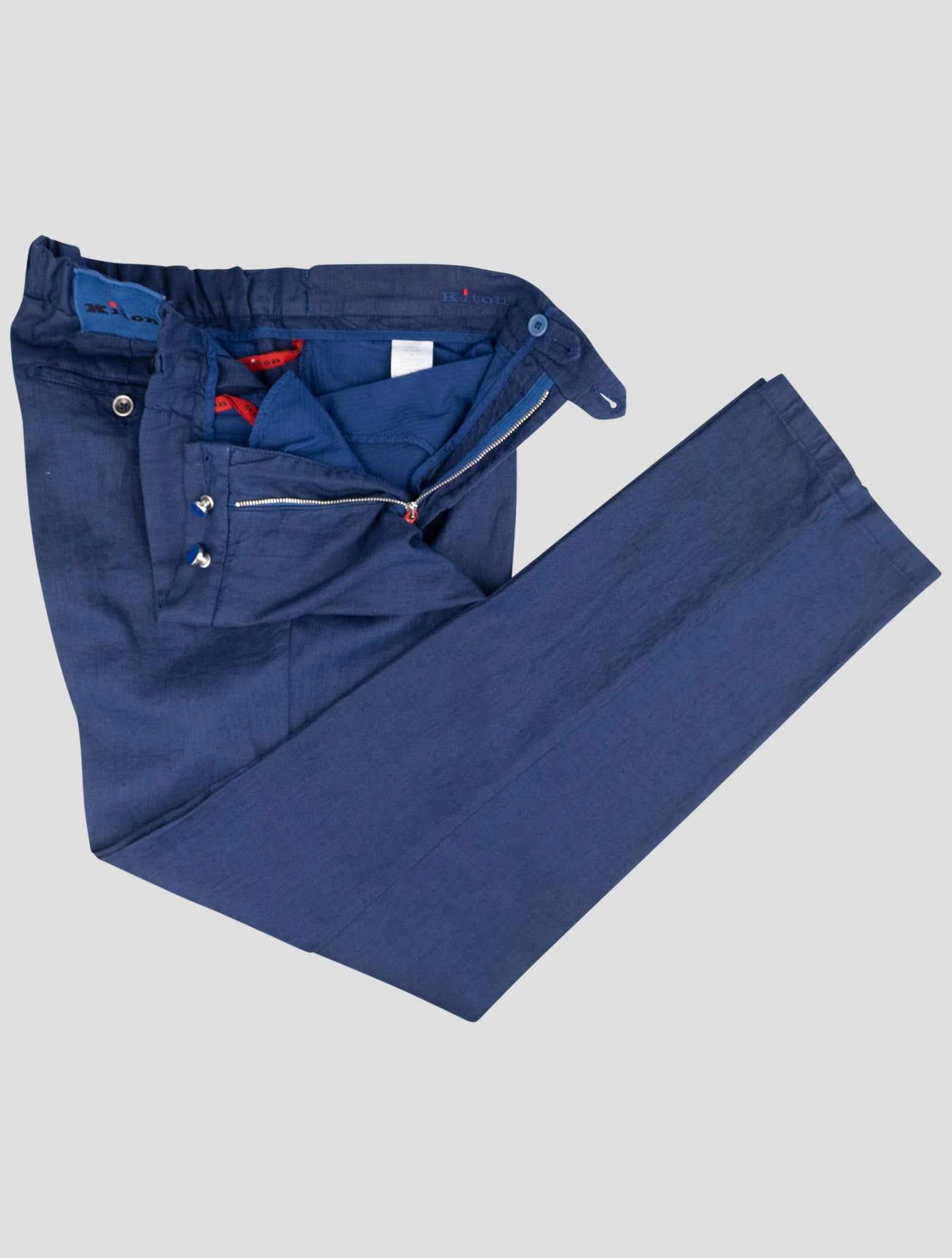 Kiton Blue Linen Ea Pants