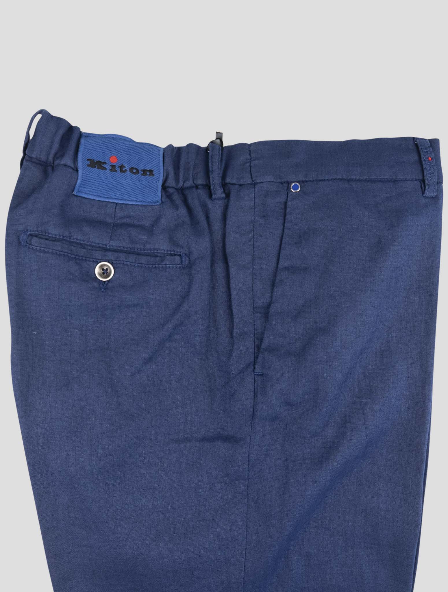 Kiton Blue Linen Ea Pants