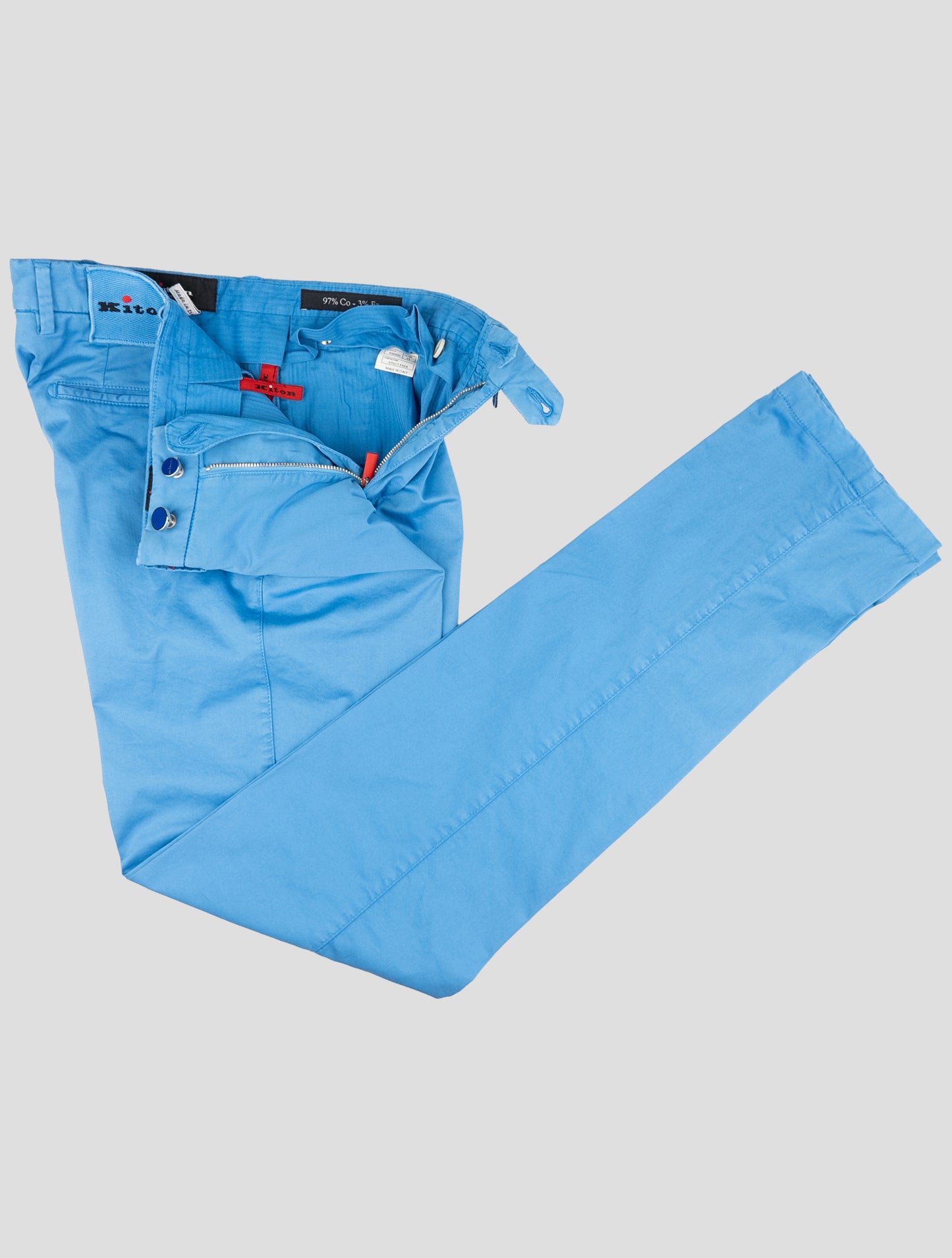Kiton Blue Cotton Ea Pants