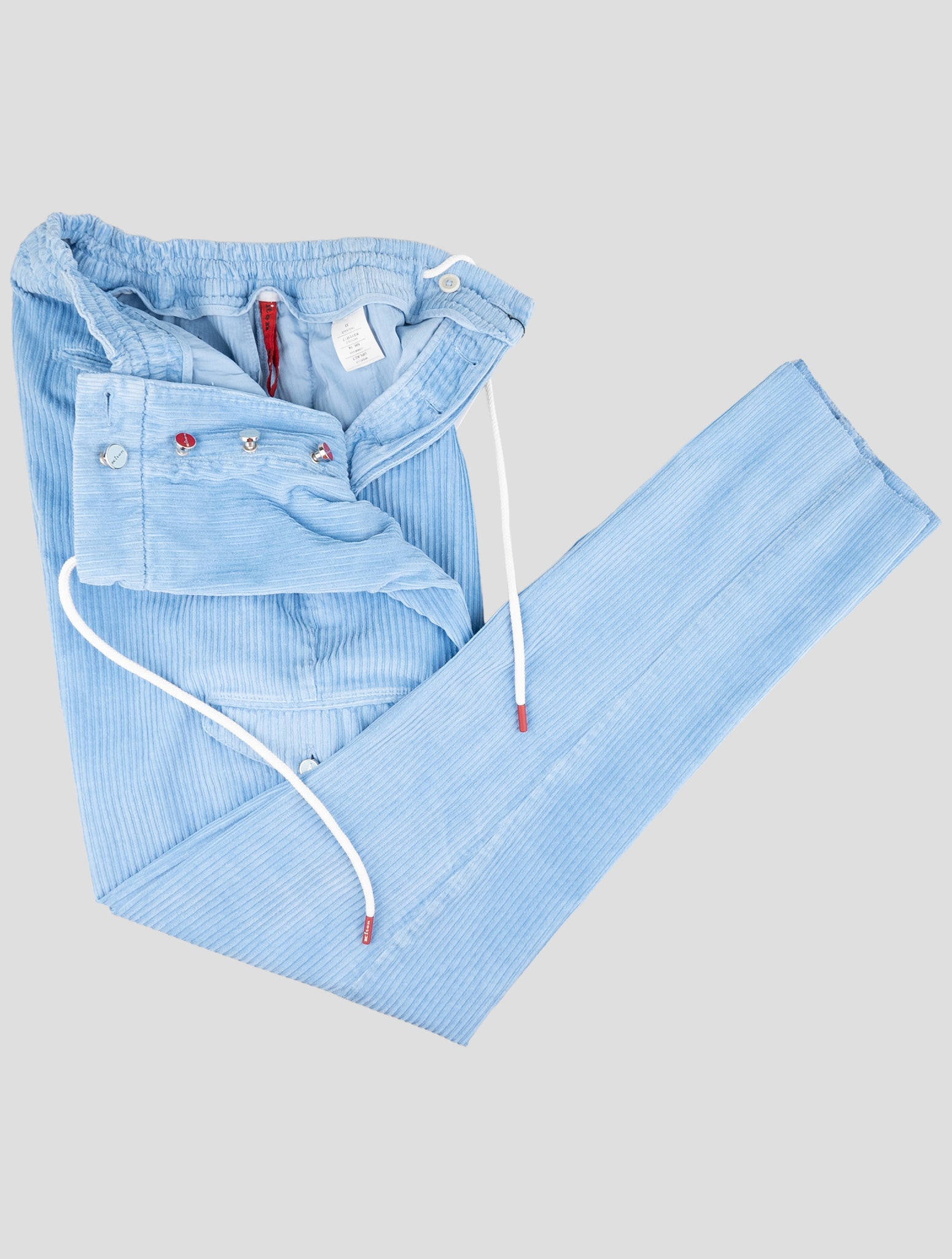 Kiton Light Blue Cotton Ea Cargo Velvet Pants
