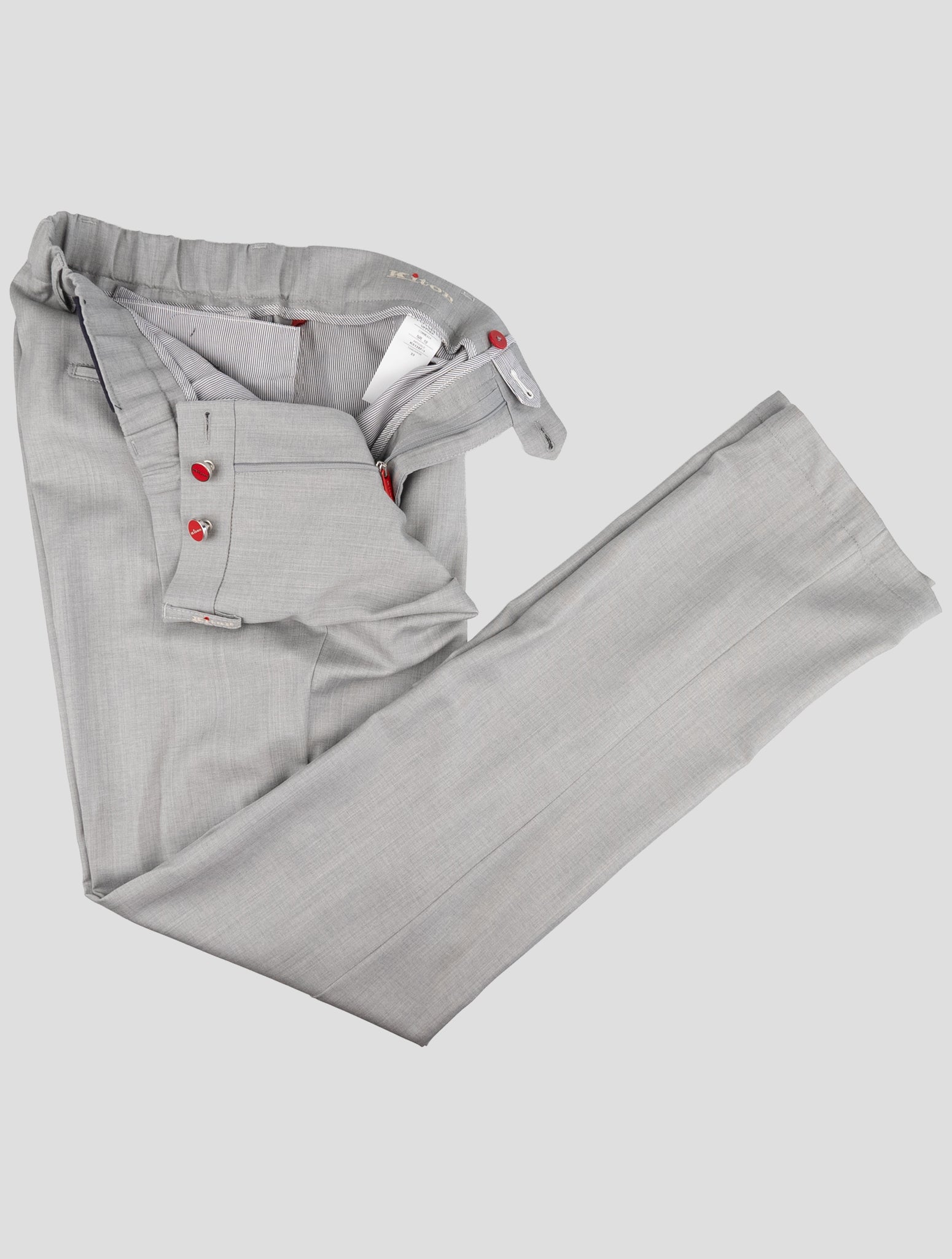 Kiton Gray Virgin Wool Dress Pants