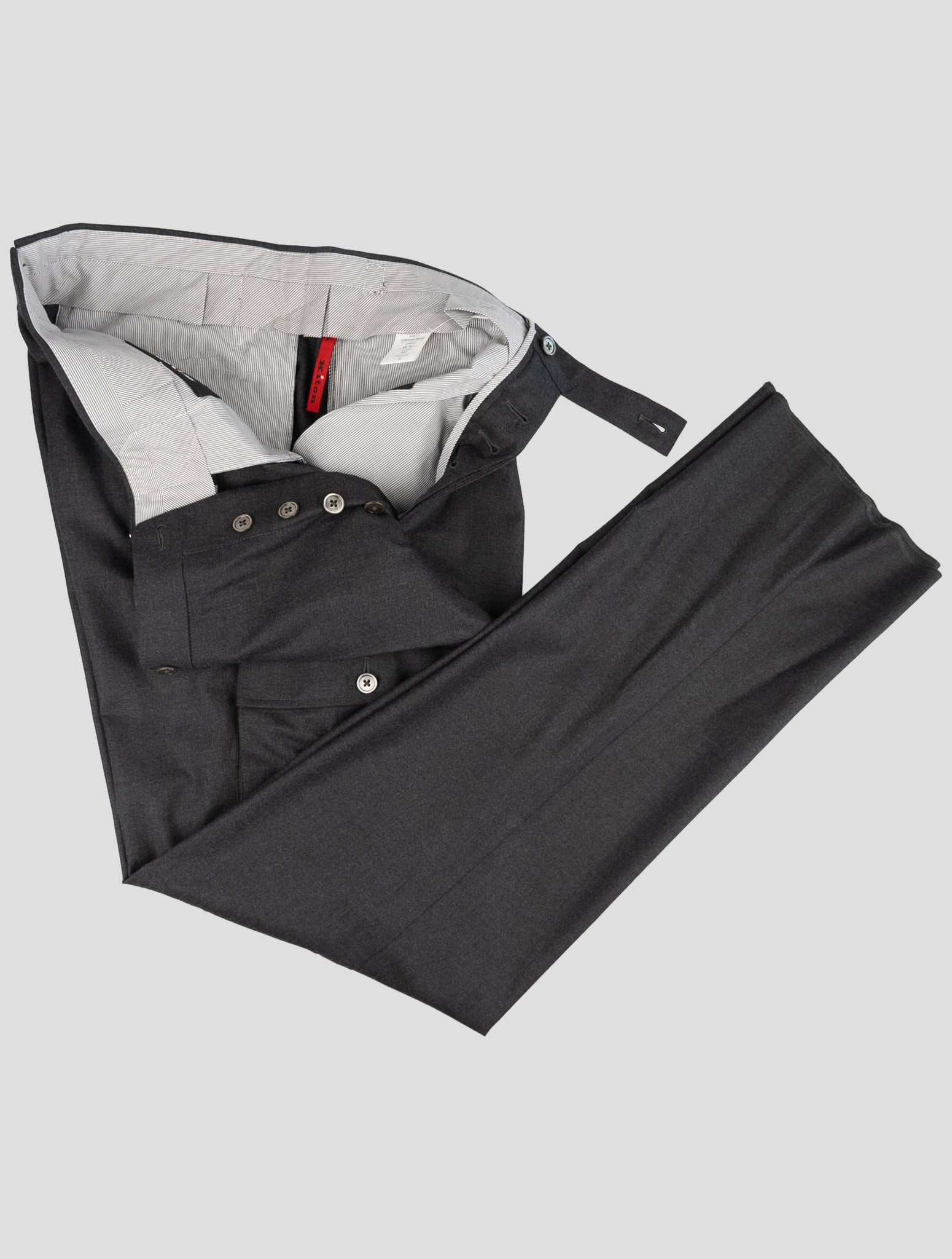 Kiton Gray Virgin Wool Dress Pants