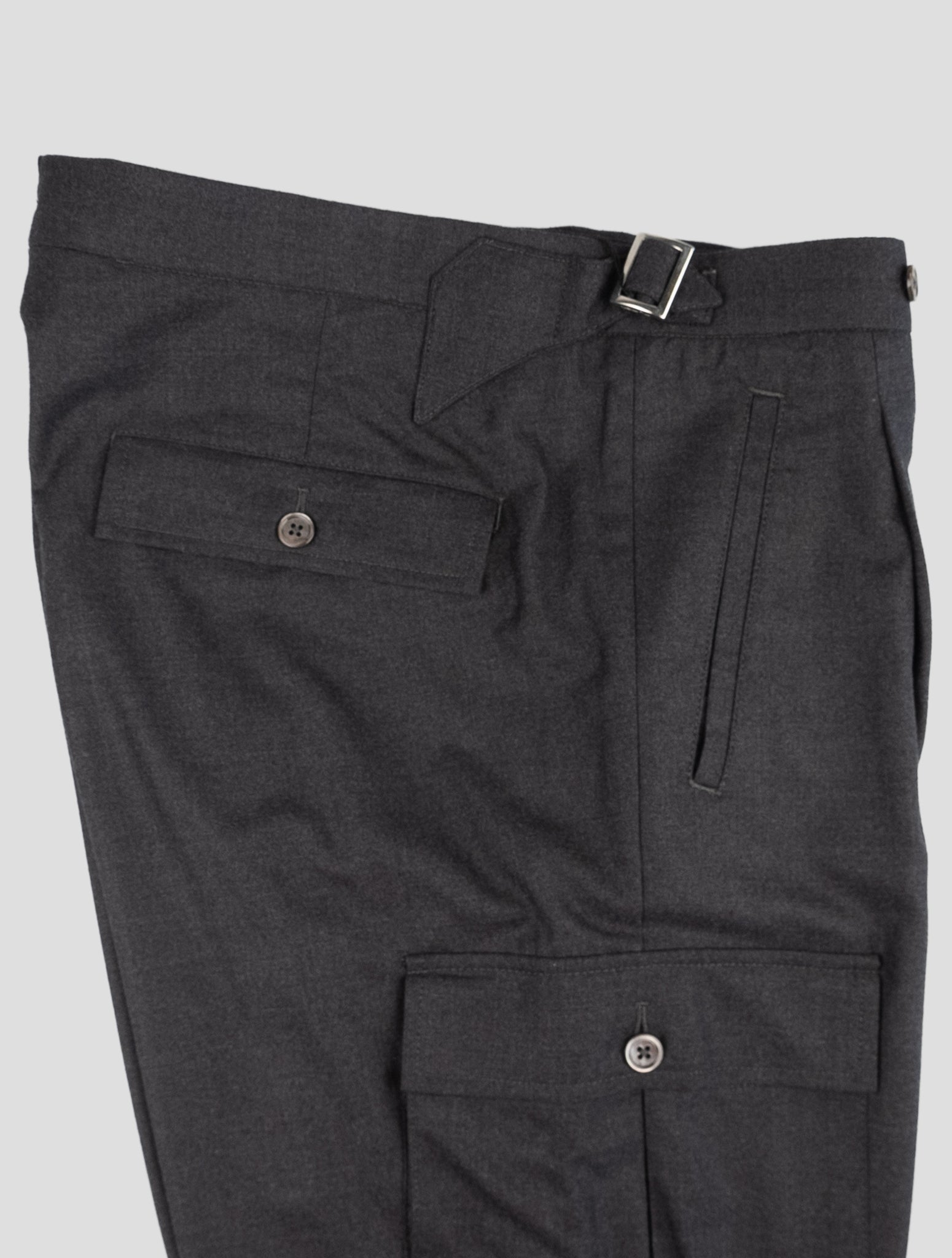 Kiton Gray Virgin Wool Dress Pants