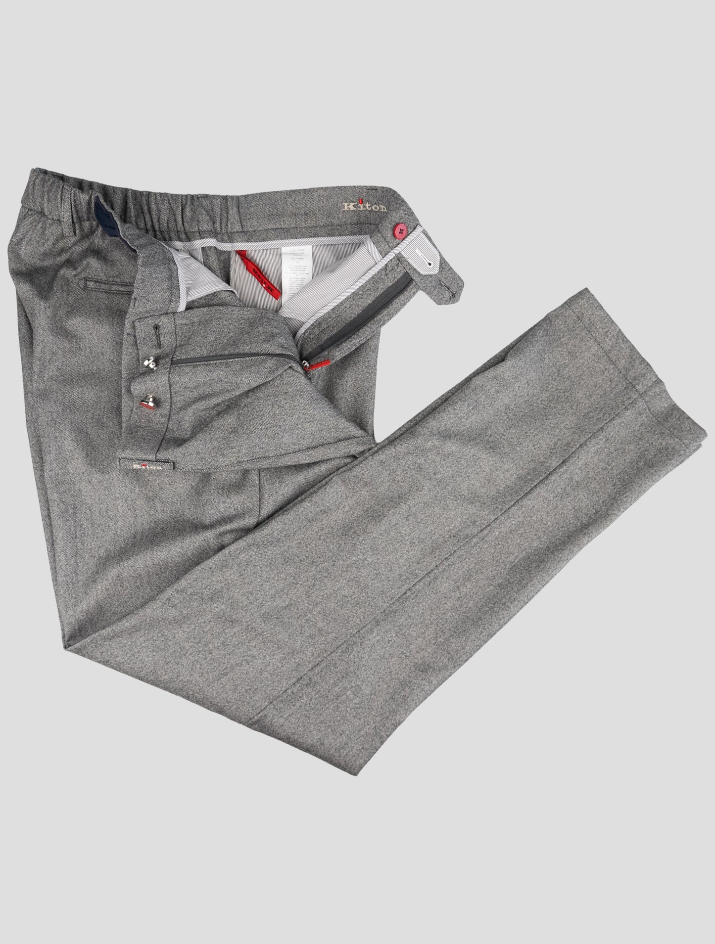 Kiton Gray Virgin Wool Cashmere Pa Ea Pants