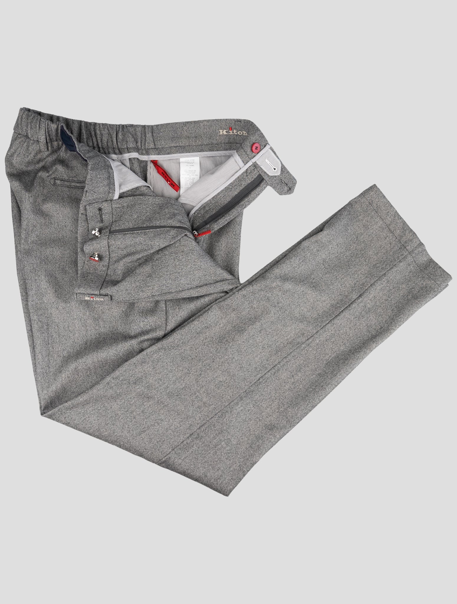Kiton Gray Virgin Wool Cashmere Pa Ea Pants