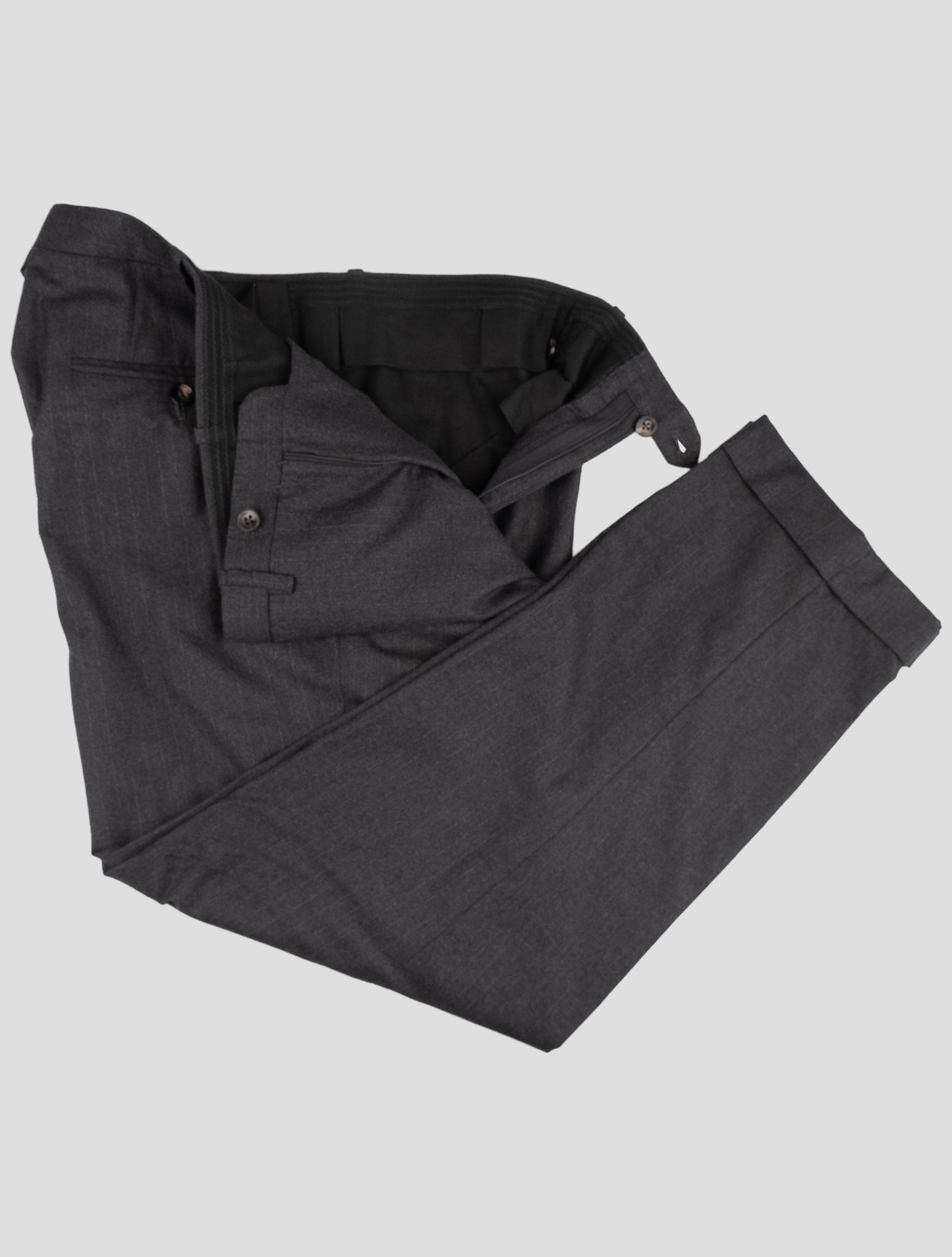 Kiton Gray Wool 14 Micron Dress Pants