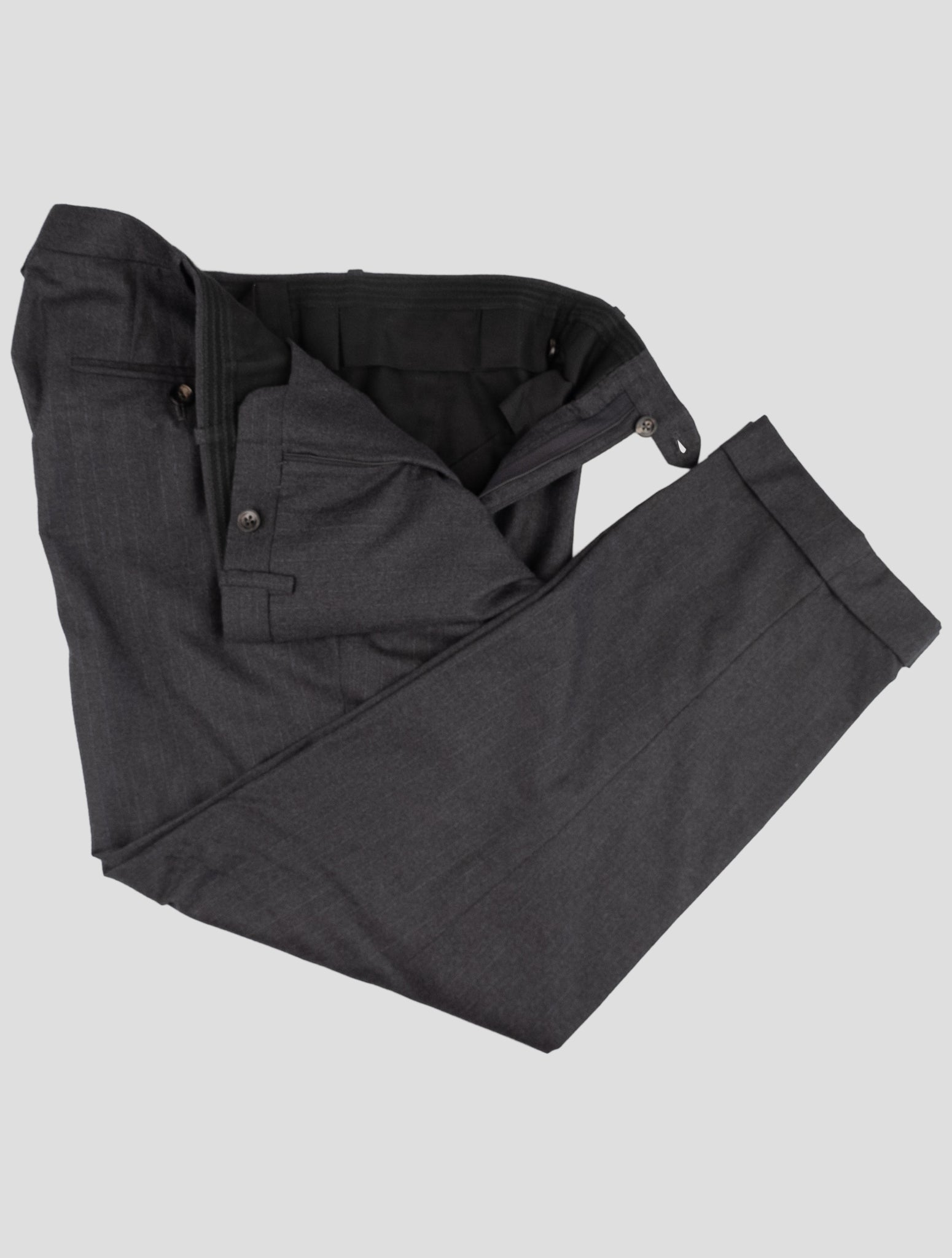 Kiton Gray Wool 14 Micron Dress Pants