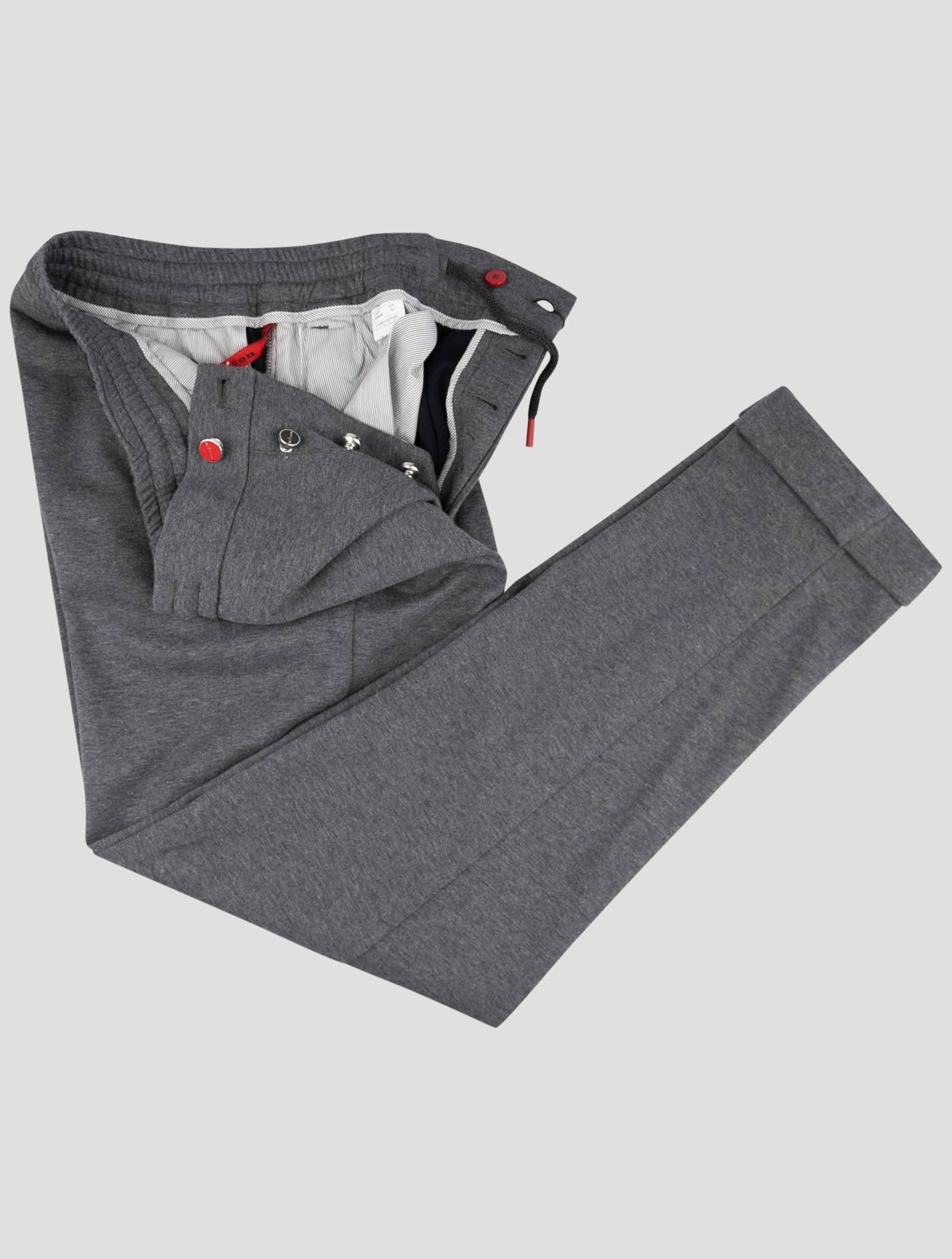 Kiton Gray Wool Cotton Ea Pants