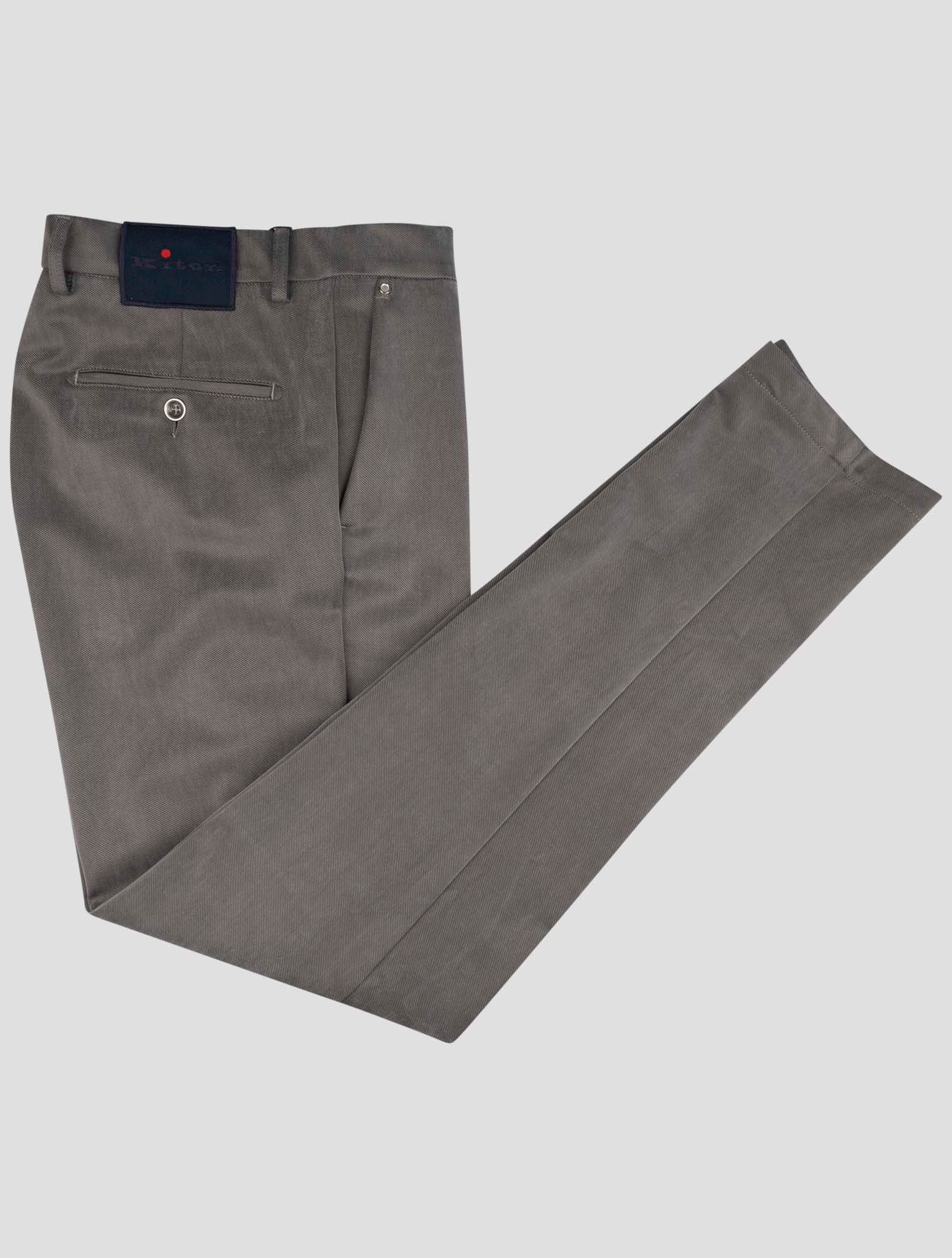 Kiton Gray Cotton Pl Ea Pants
