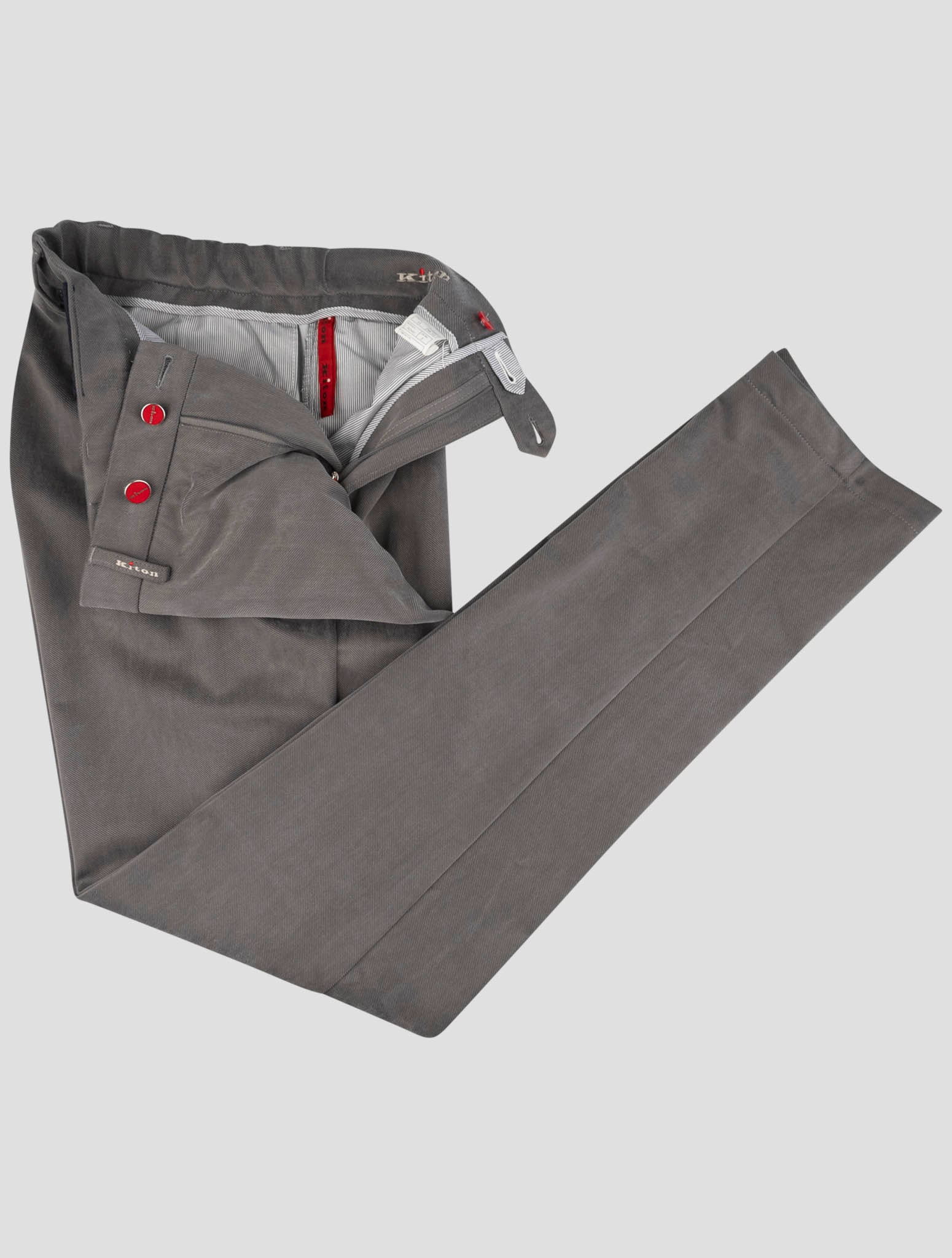 Kiton Gray Cotton Pl Ea Pants