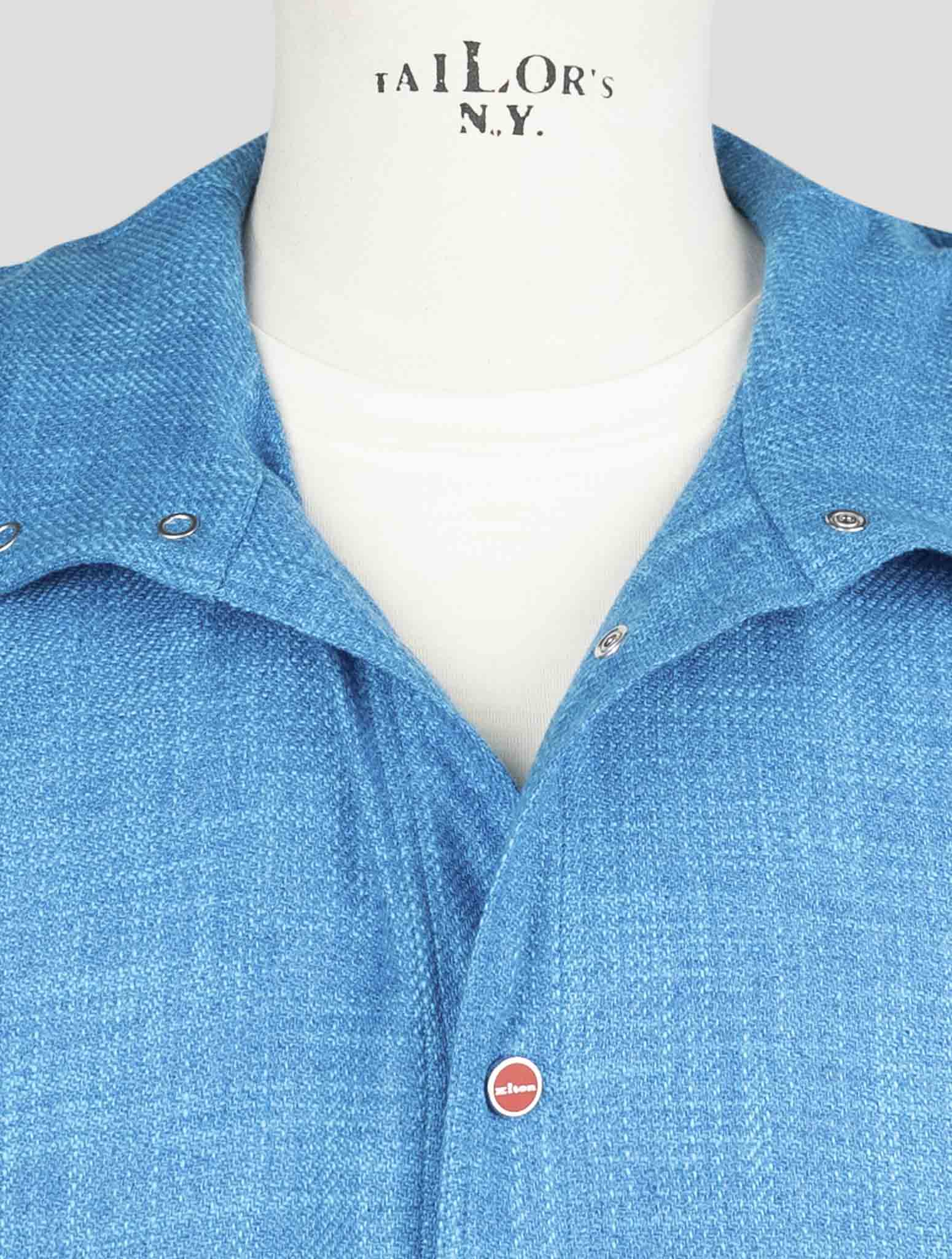 Kiton Blue Silk Cotton Cashmere Shirt Mariano