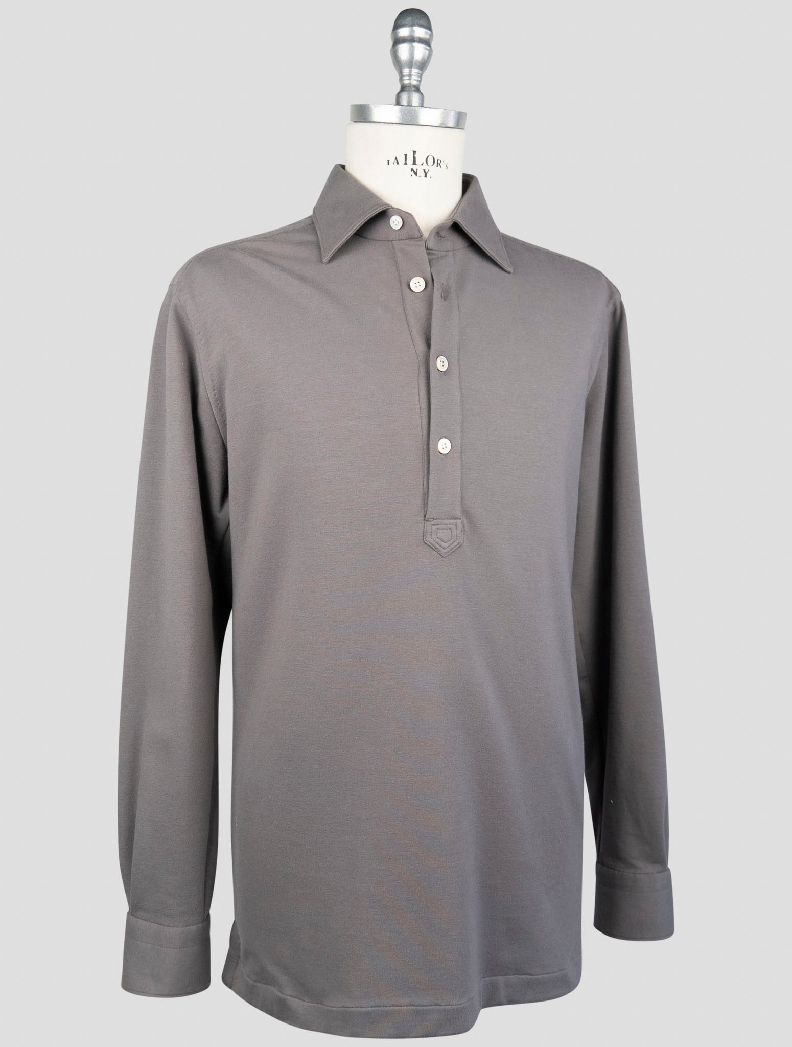 Kiton Taupe Cotton Ea Sweater Polo