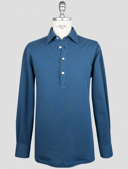 Kiton Blue Cotton Ea Sweater Polo