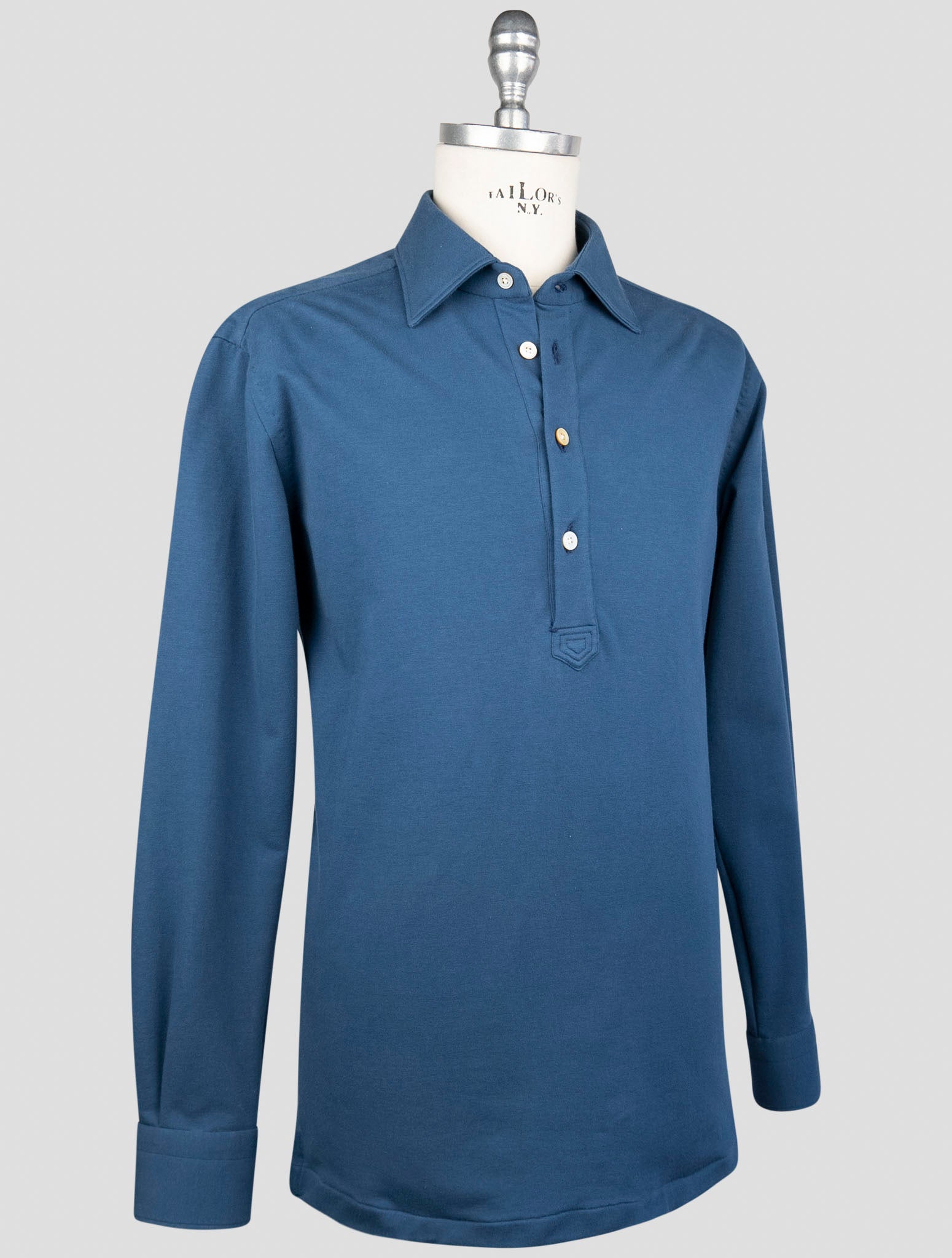 Kiton Blue Cotton Ea Sweater Polo