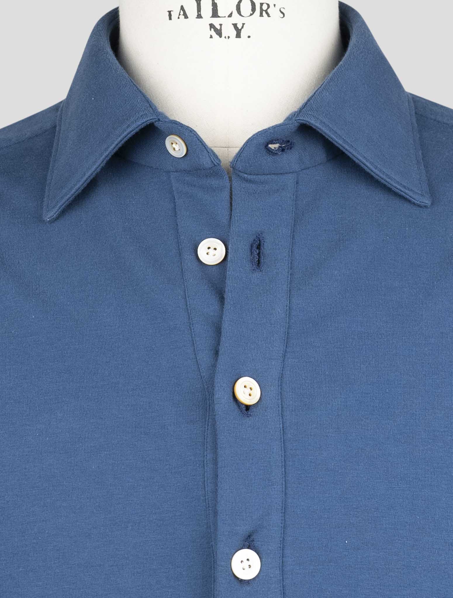 Kiton Blue Cotton Ea Sweater Polo