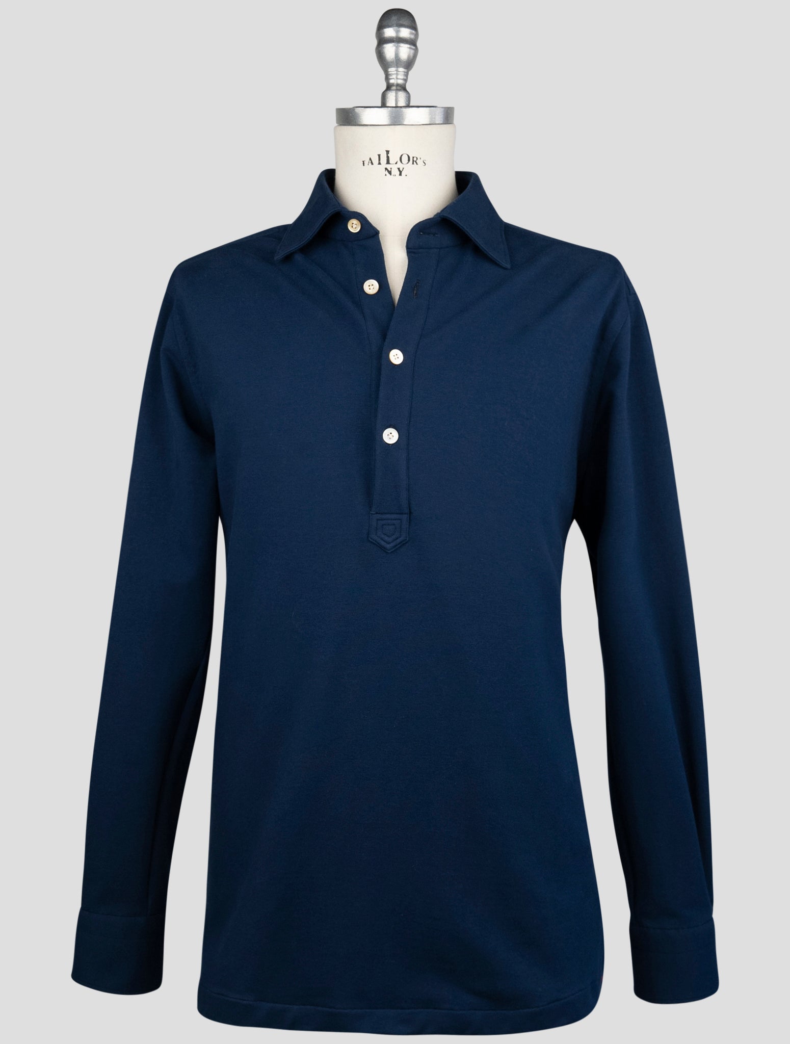 Kiton Blue Cotton Ea Sweater Polo