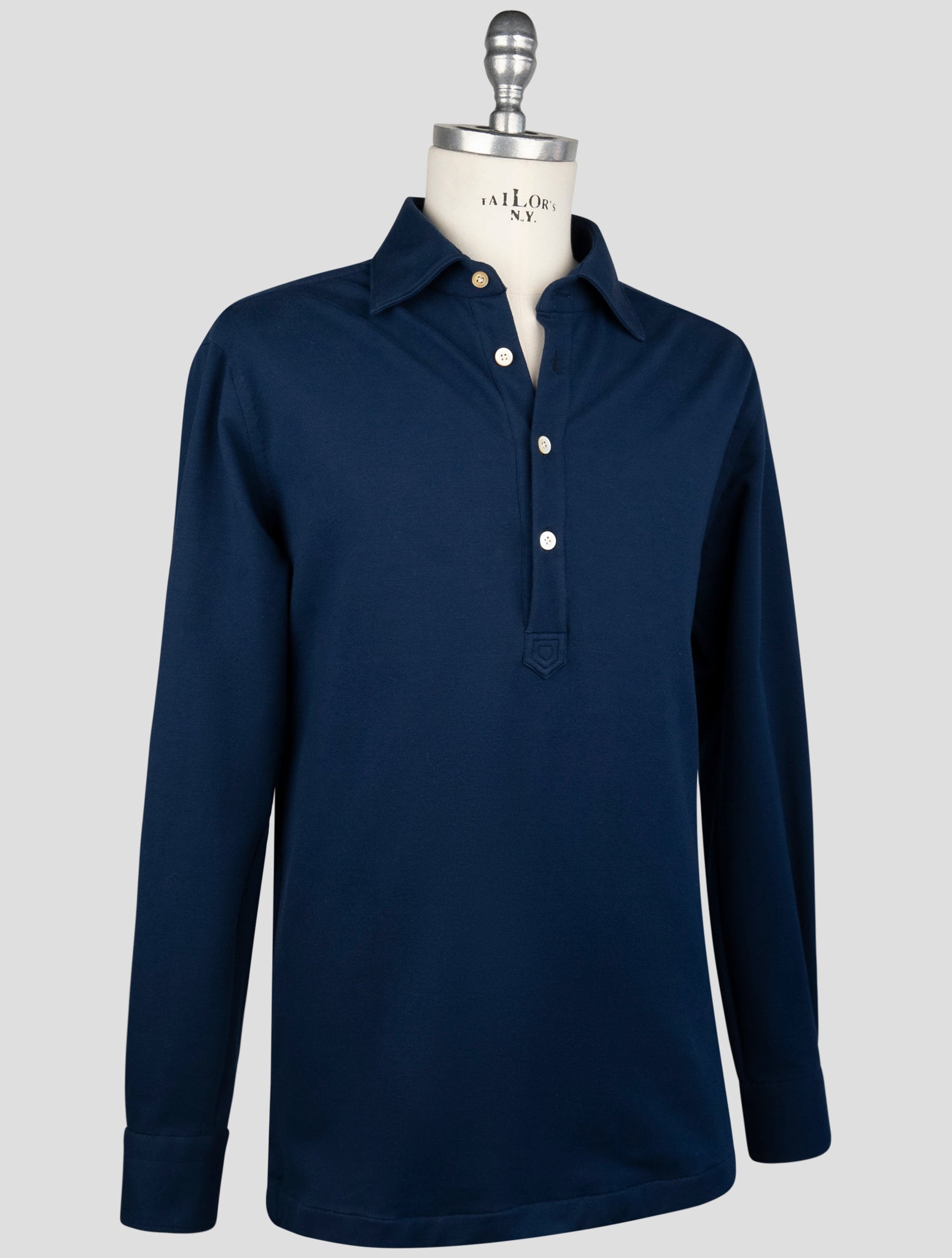 Kiton Blue Cotton Ea Sweater Polo