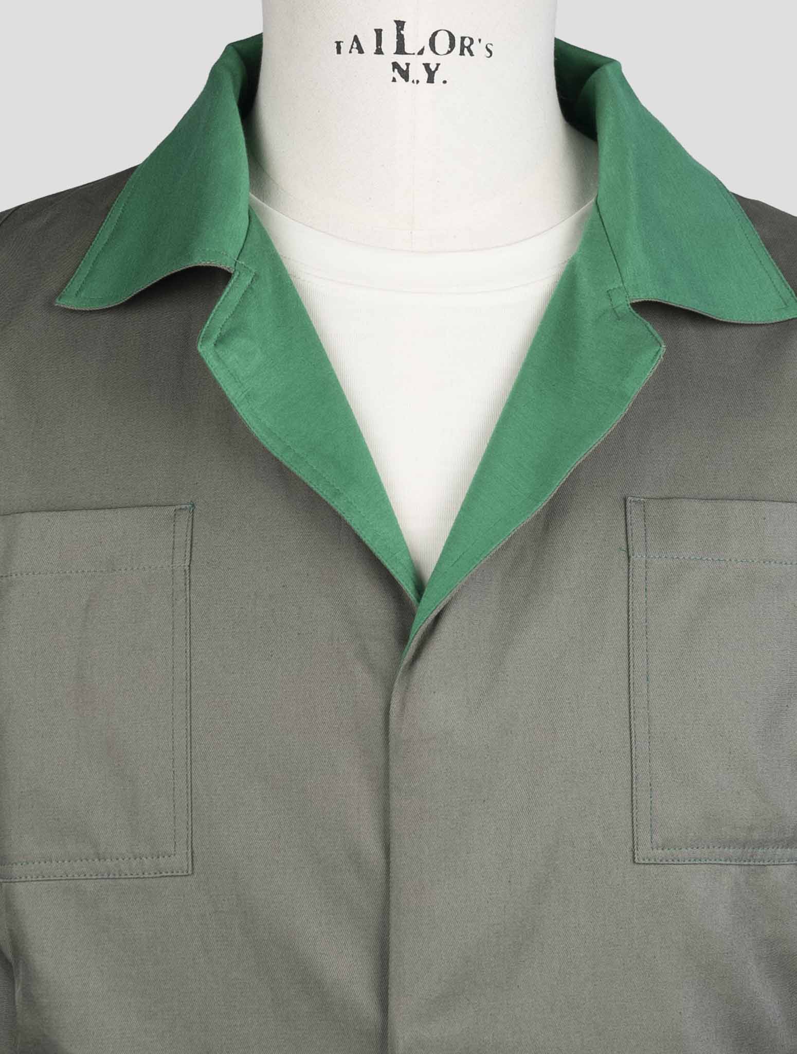 Kiton Green Cotton Reverse Coat