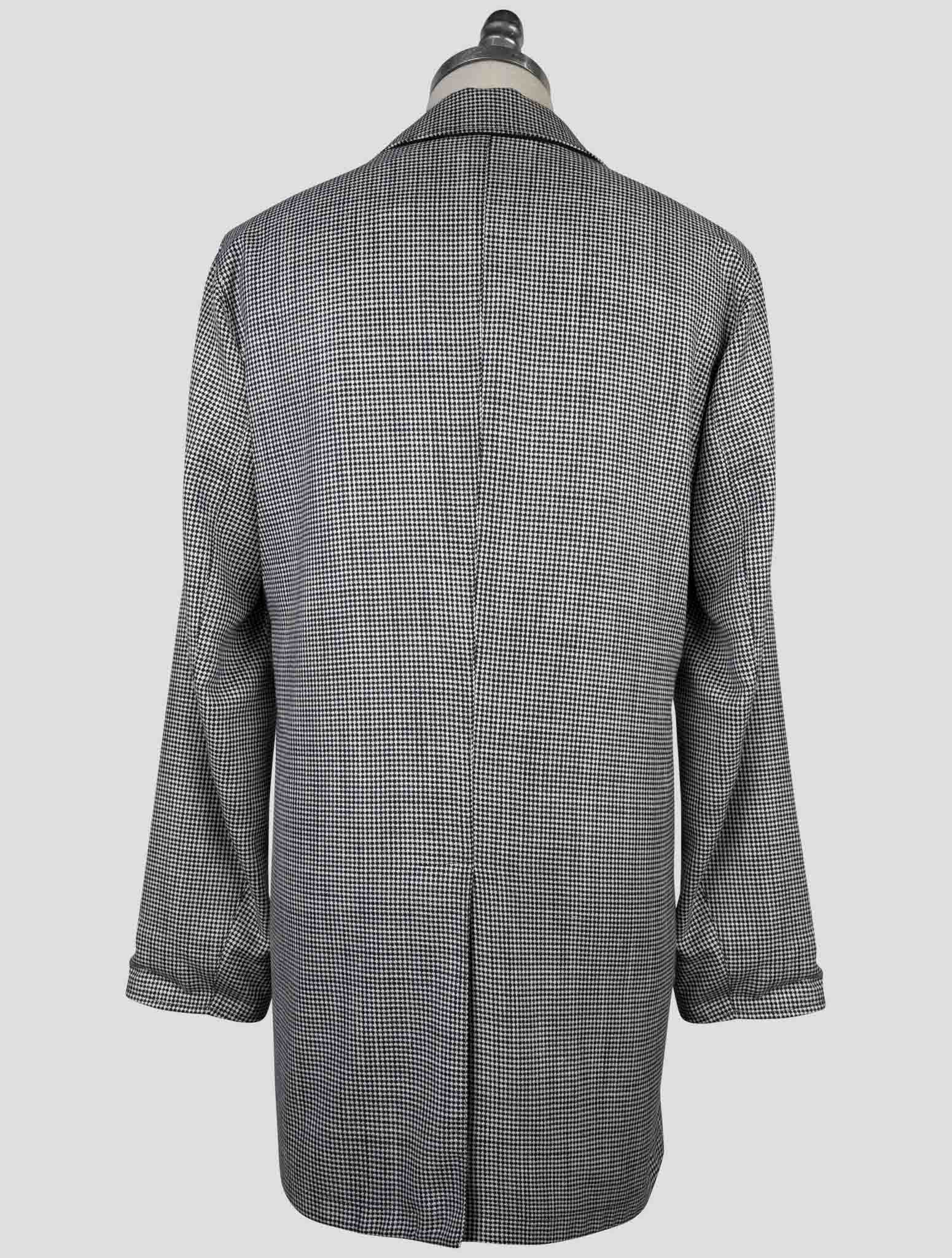 Kiton Black White Cashmere Virgin Wool Silk Linen Reverse Overcoat