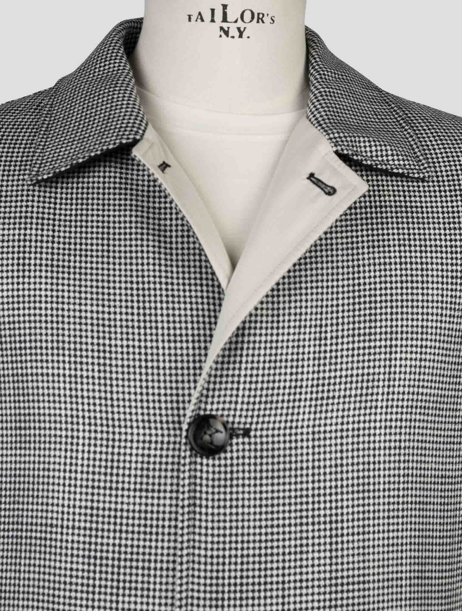 Kiton Black White Cashmere Virgin Wool Silk Linen Reverse Overcoat