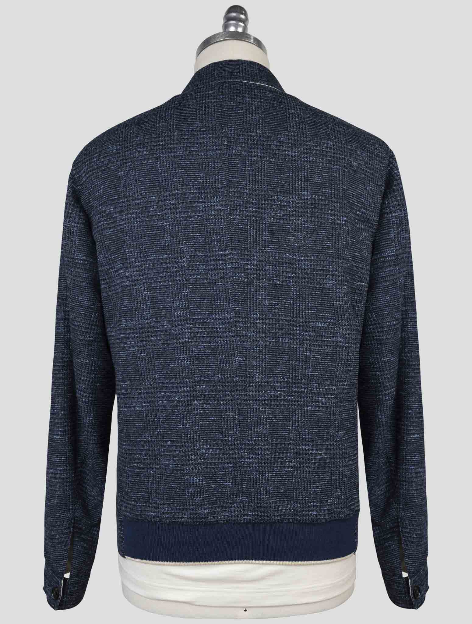 Kiton Blue Beige Cotton Virgin Wool Pl Reverse Coat