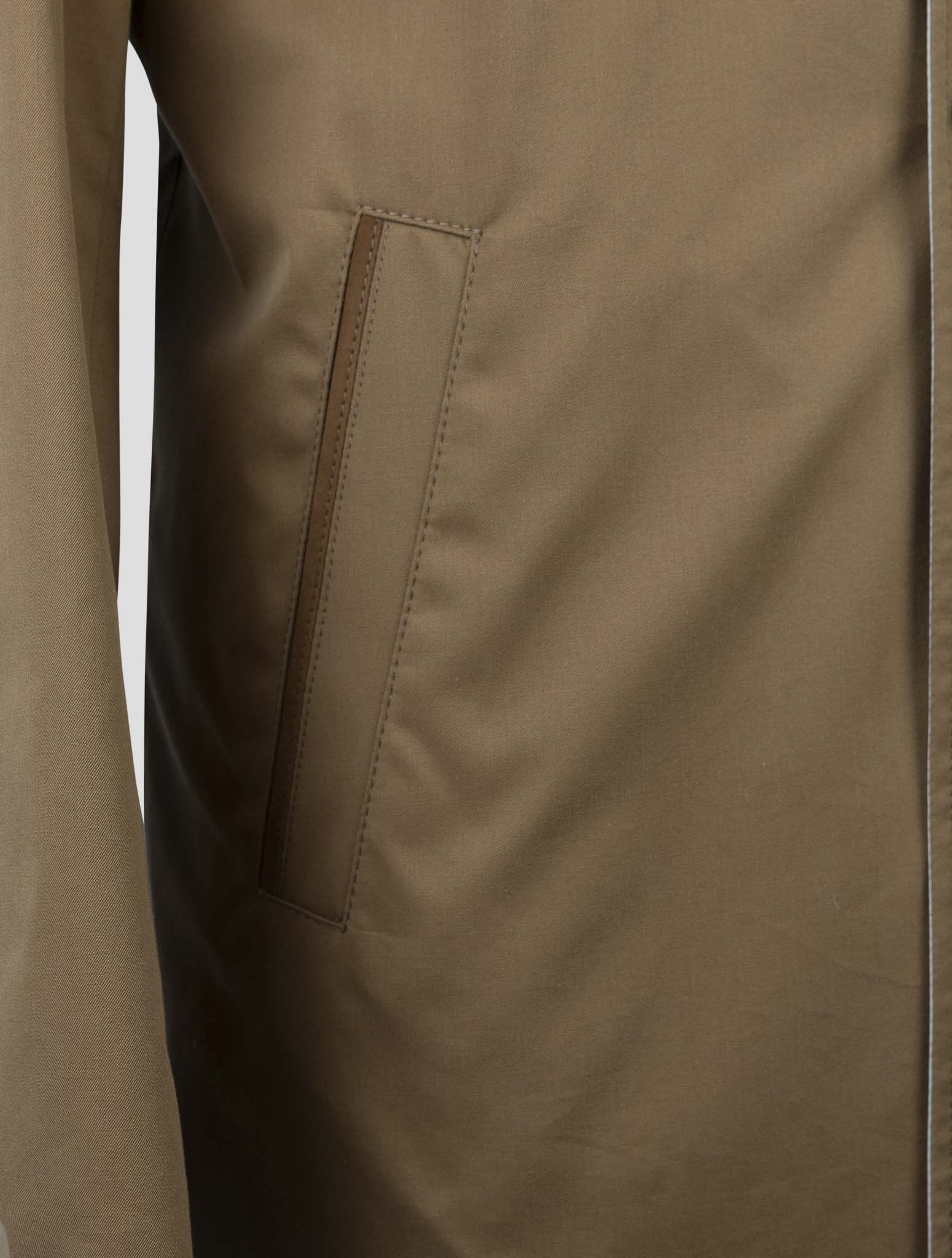 kiton Brown Beige Cotton Virgin Wool Reverse Overcoat