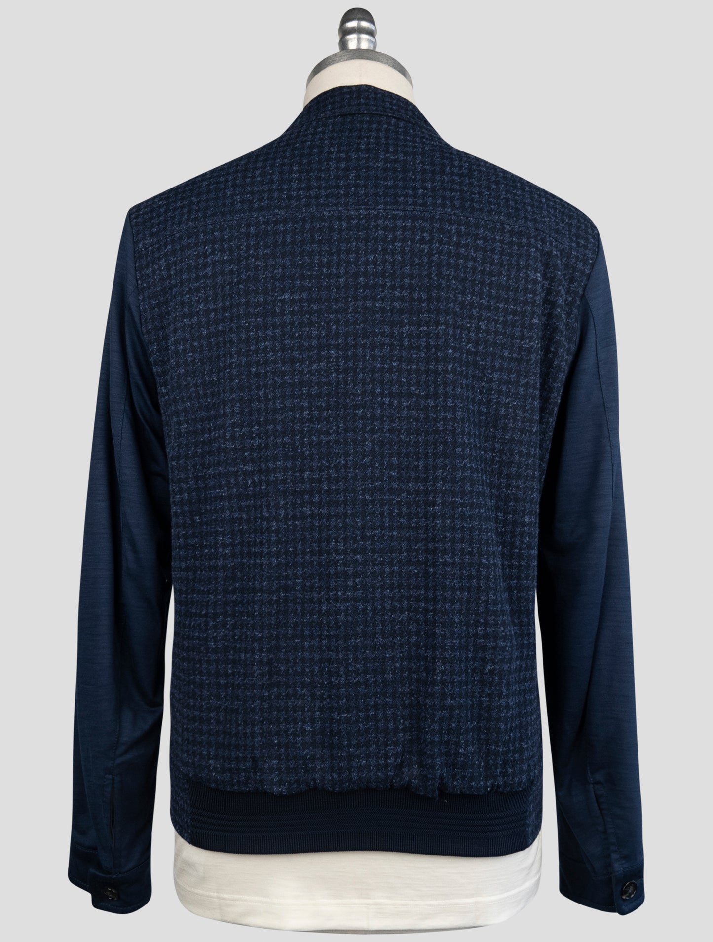 Kiton Blue Cotton Virgin Wool Silk Pl Leather Suede Reverse Coat