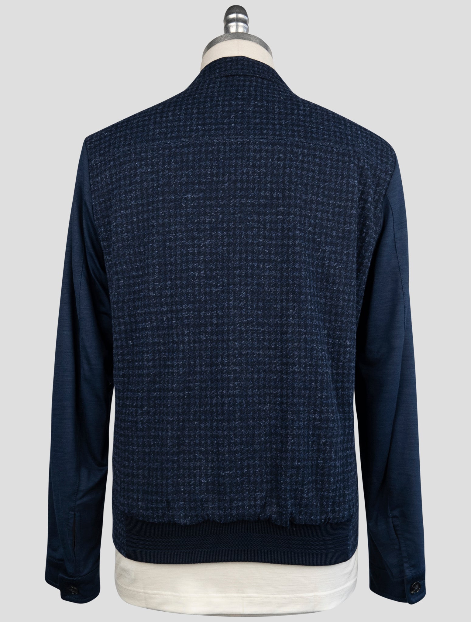 Kiton Blue Cotton Virgin Wool Silk Pl Leather Suede Reverse Coat