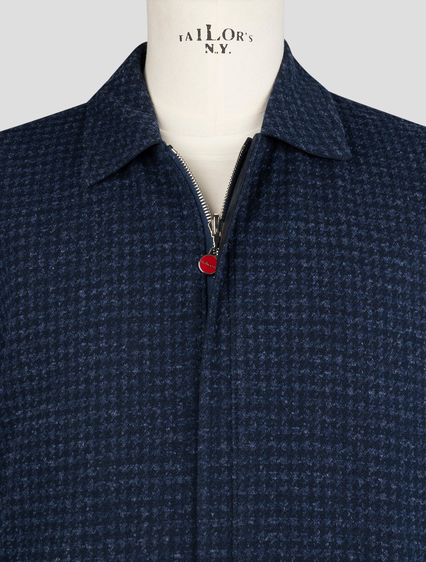 Kiton Blue Cotton Virgin Wool Silk Pl Leather Suede Reverse Coat