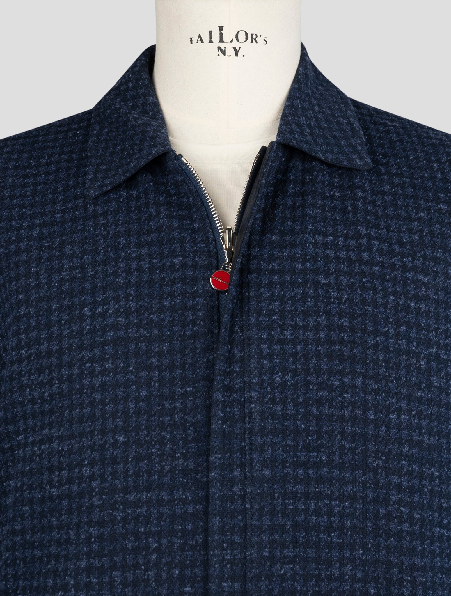 Kiton Blue Cotton Virgin Wool Silk Pl Leather Suede Reverse Coat