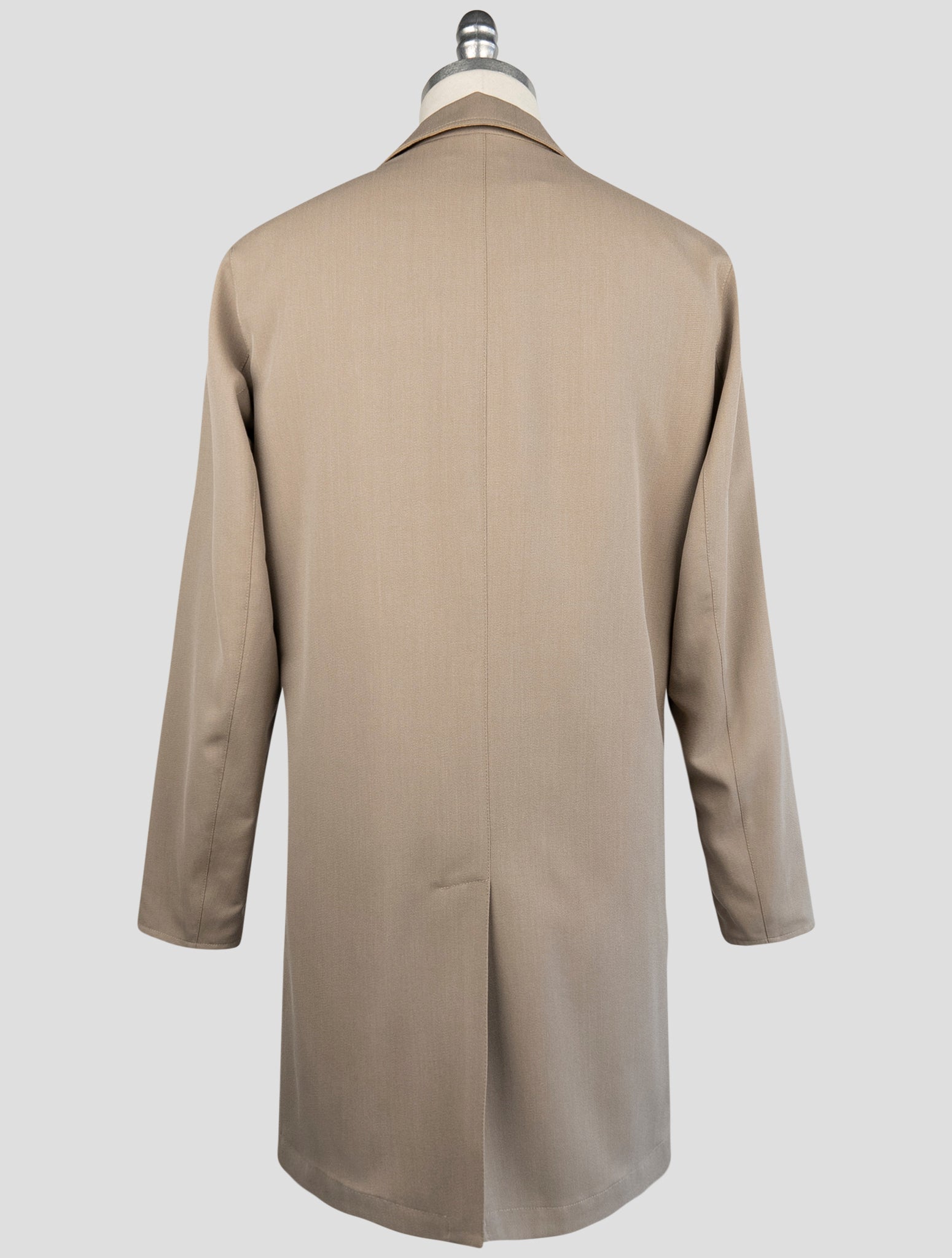 Kiton Brown Wool Cotton Reverse Overcoat
