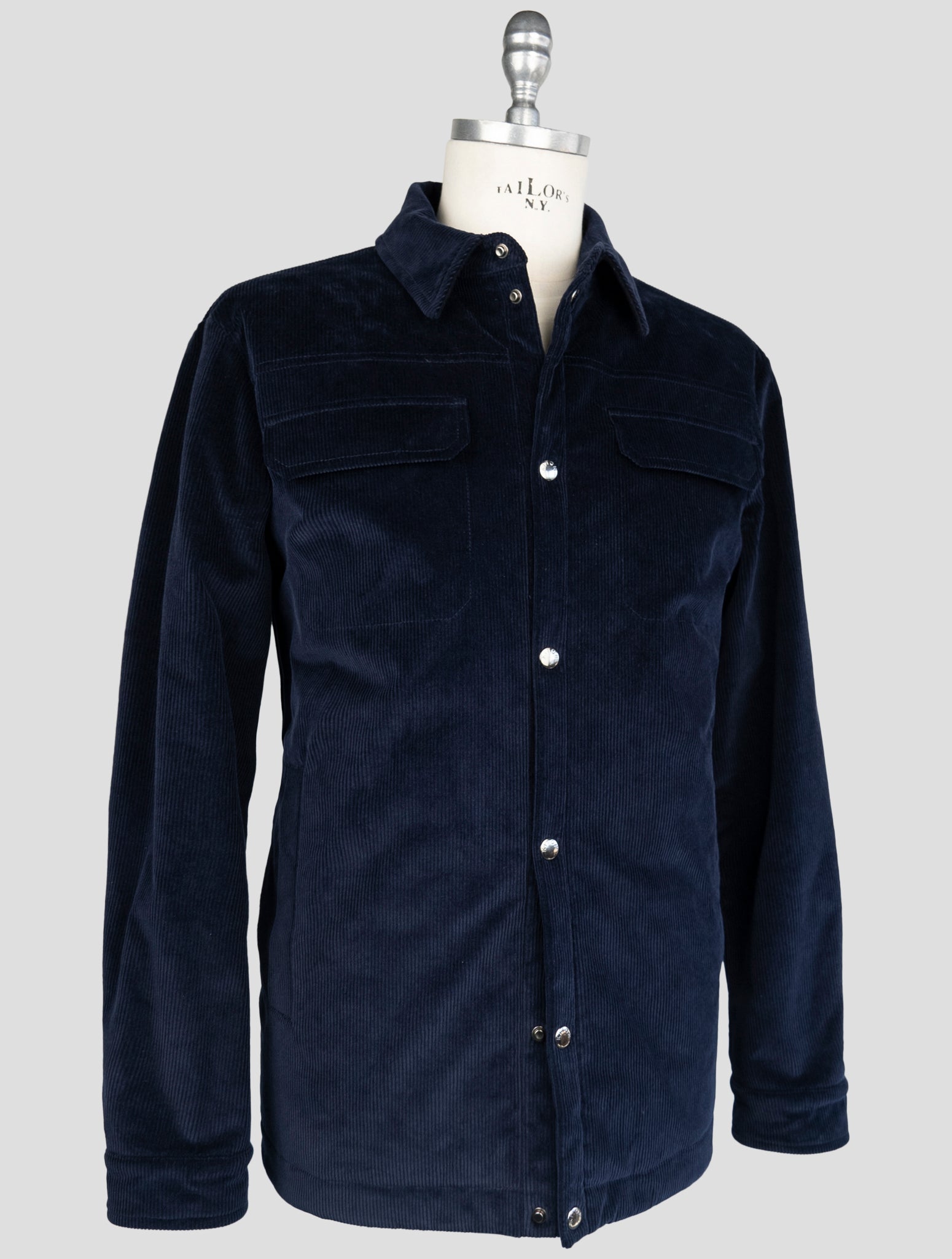 Kiton Blue Virgin Wool Silk Coat