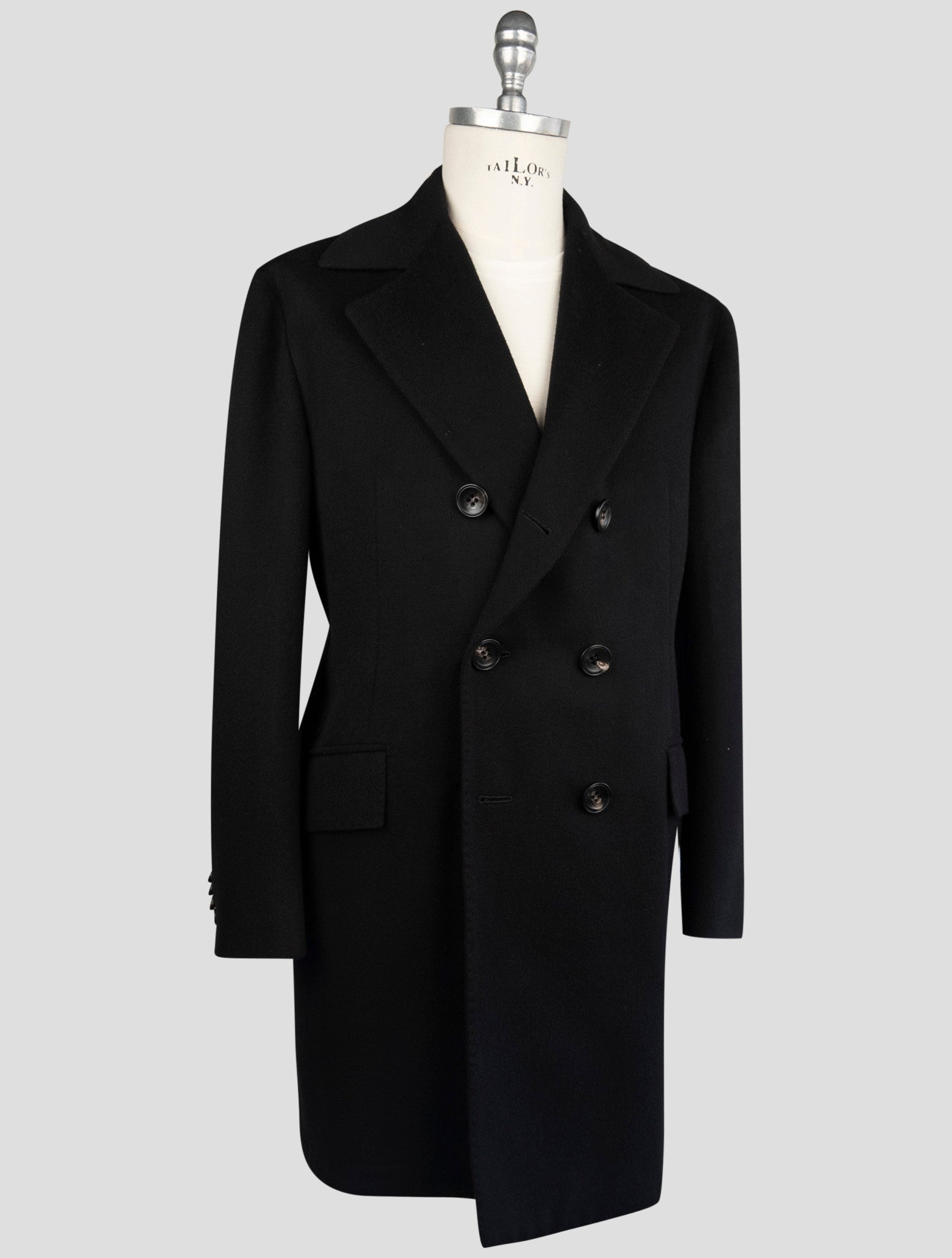Kiton Black Cashmere Overcoat