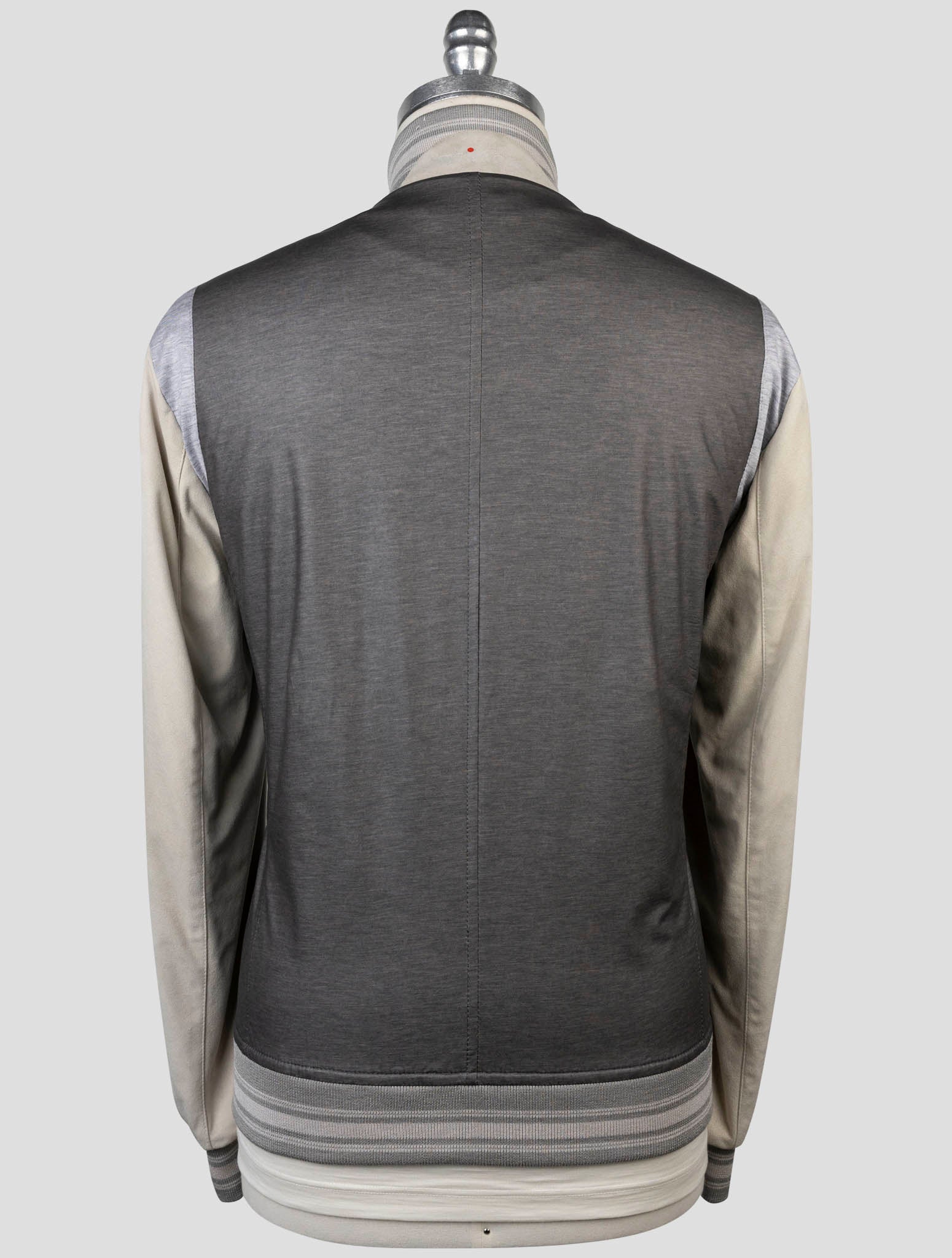 Kiton Gray Viscose Pu Ea Leather Coat